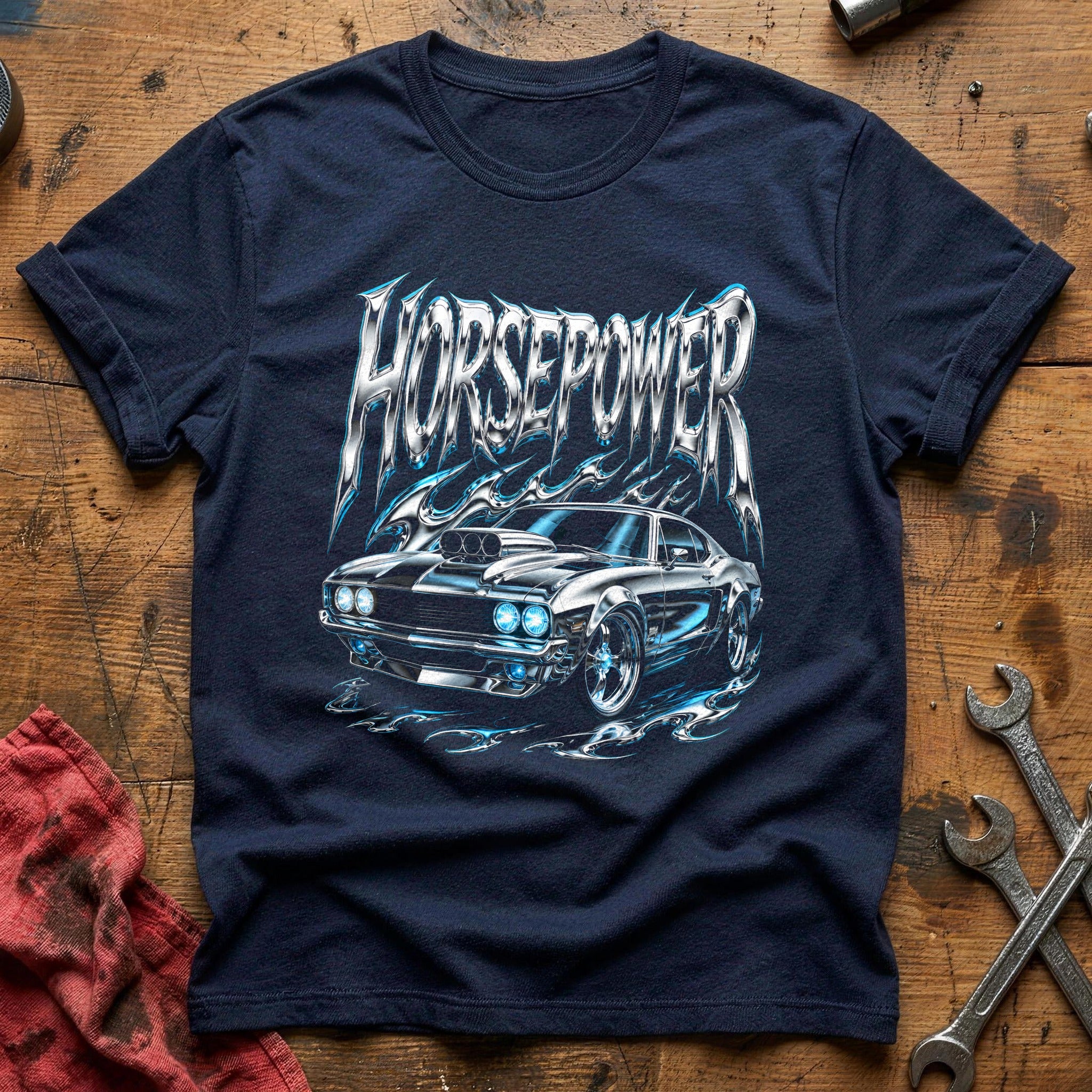 Horsepower Chrome Y2K 84 T-Shirt - Navy
