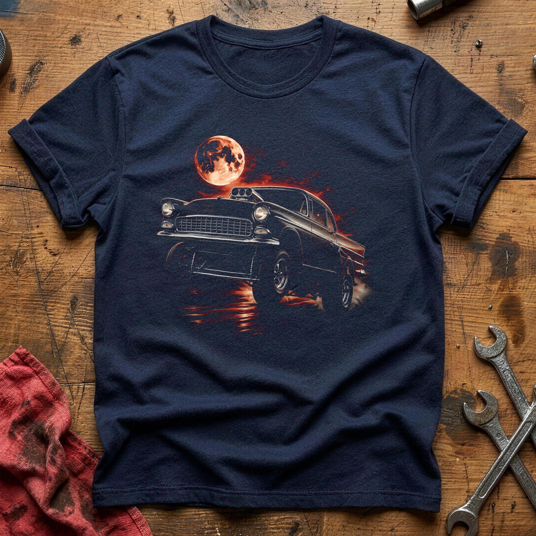 Hot Rod Moon Night T-Shirt - Navy