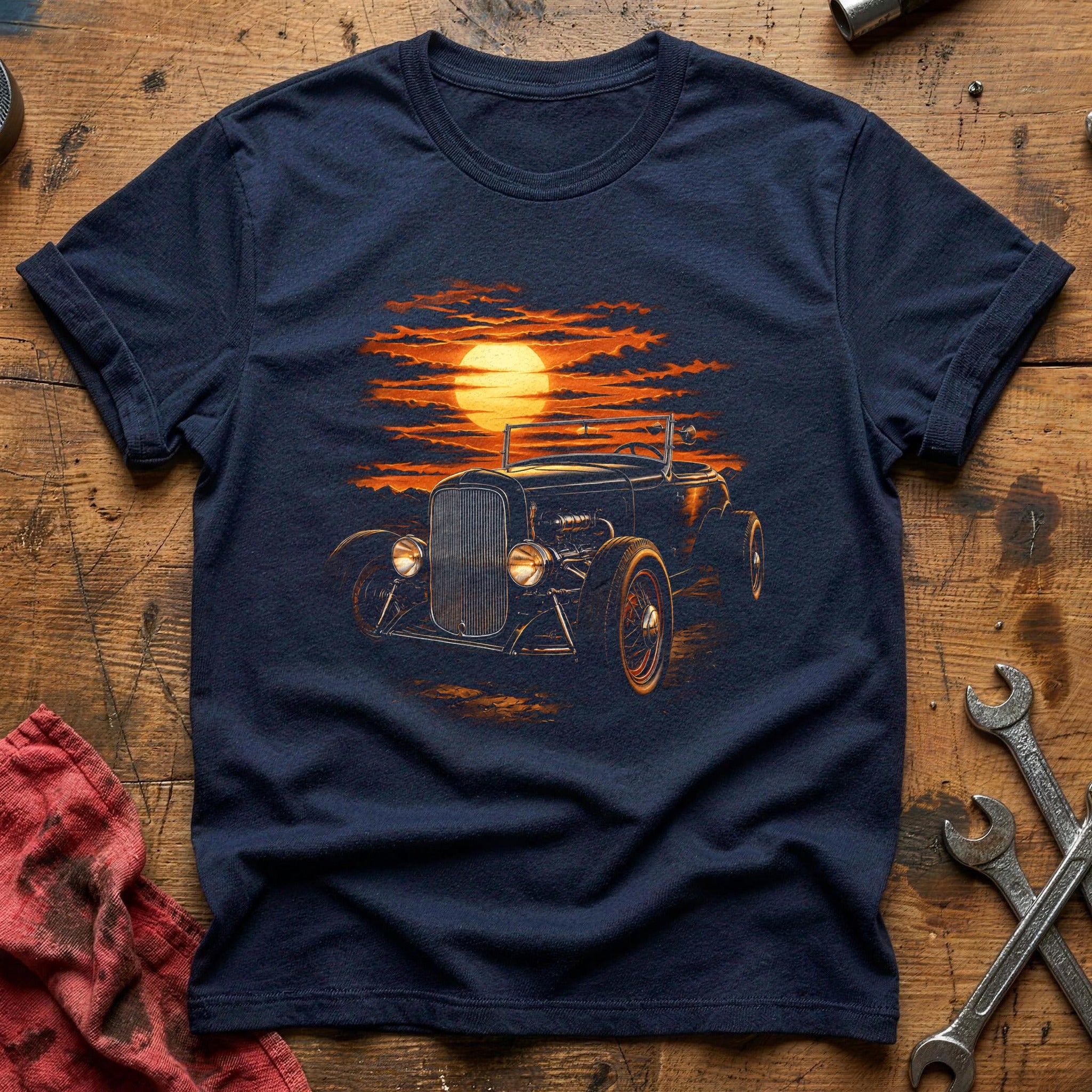 Hot Rod Sunset T-Shirt - Navy