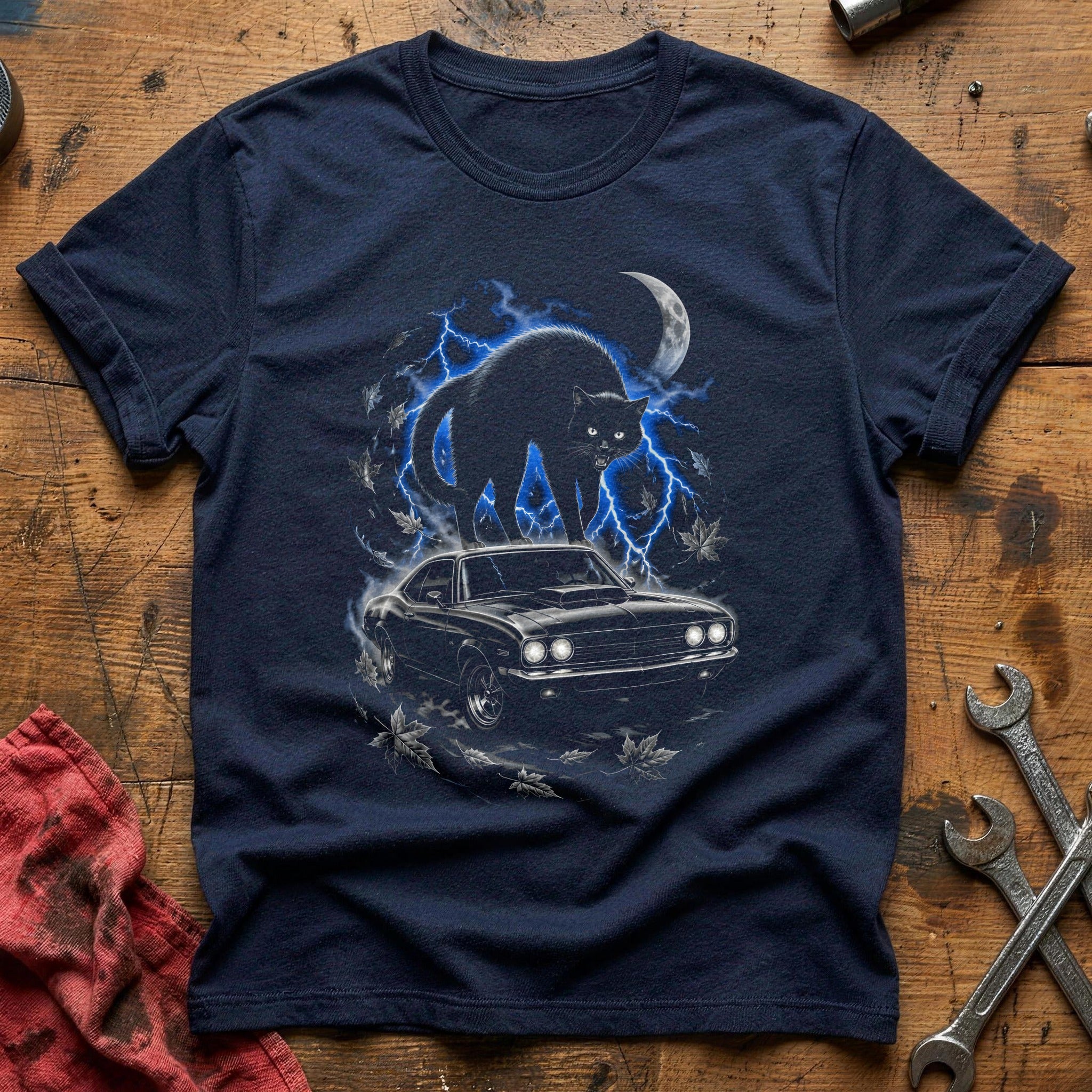 Hotrod Blackcat Crescent 89 T-Shirt - Navy