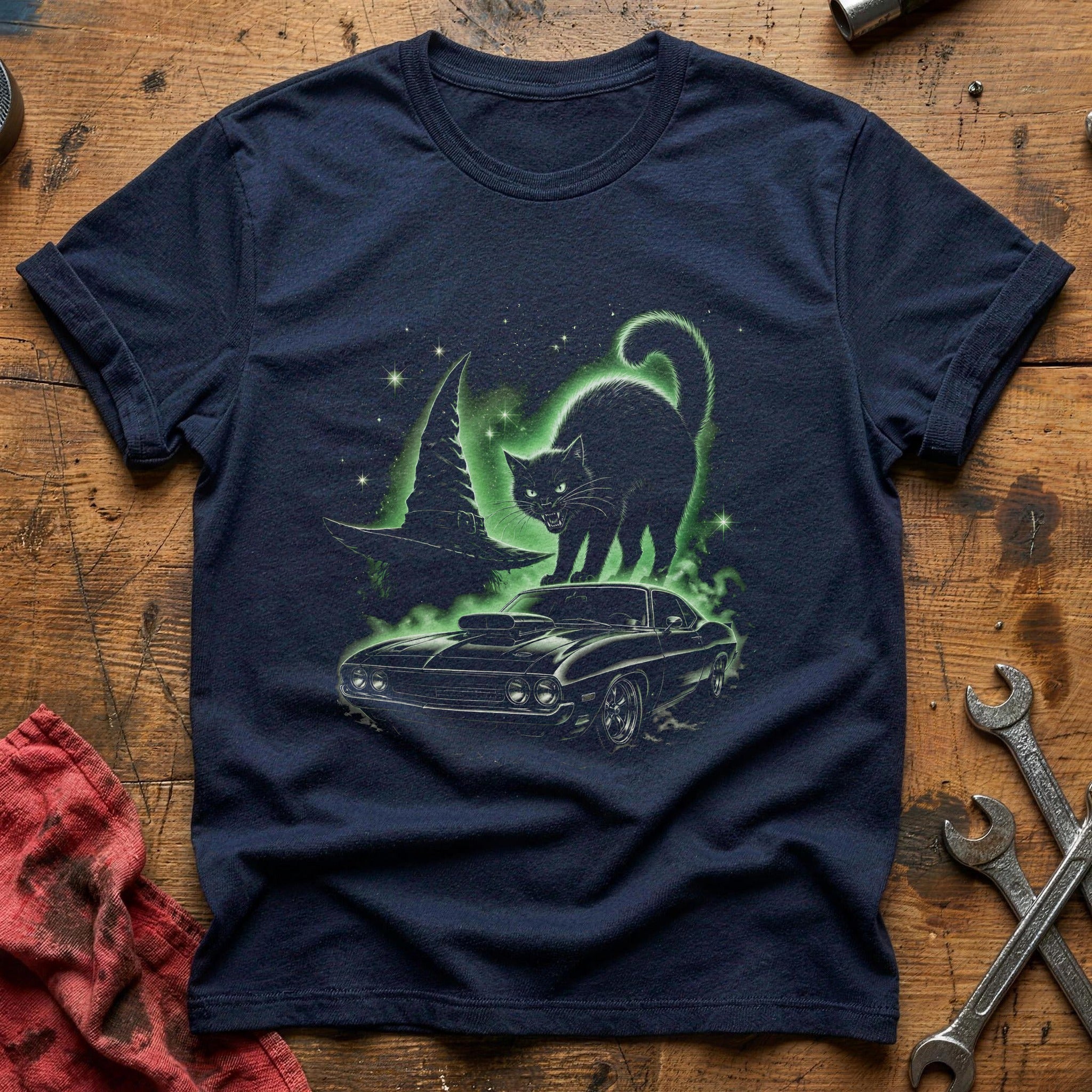 Hotrod Blackcat Witchhat 96 T-Shirt - Navy