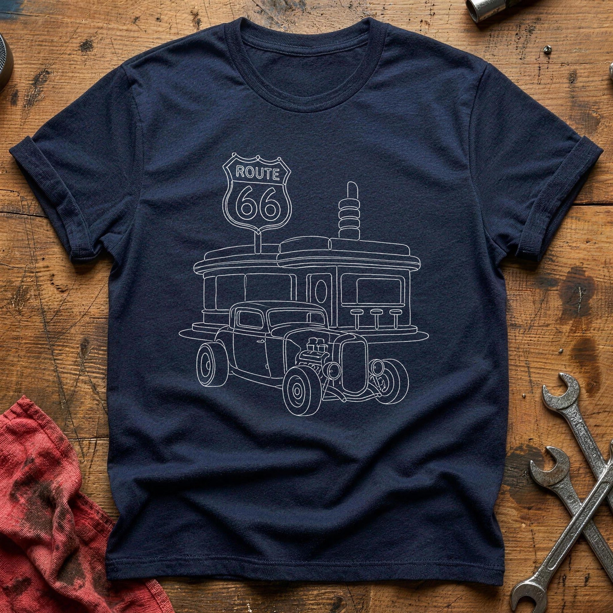 Hotrod Diner 21 T-Shirt - Navy