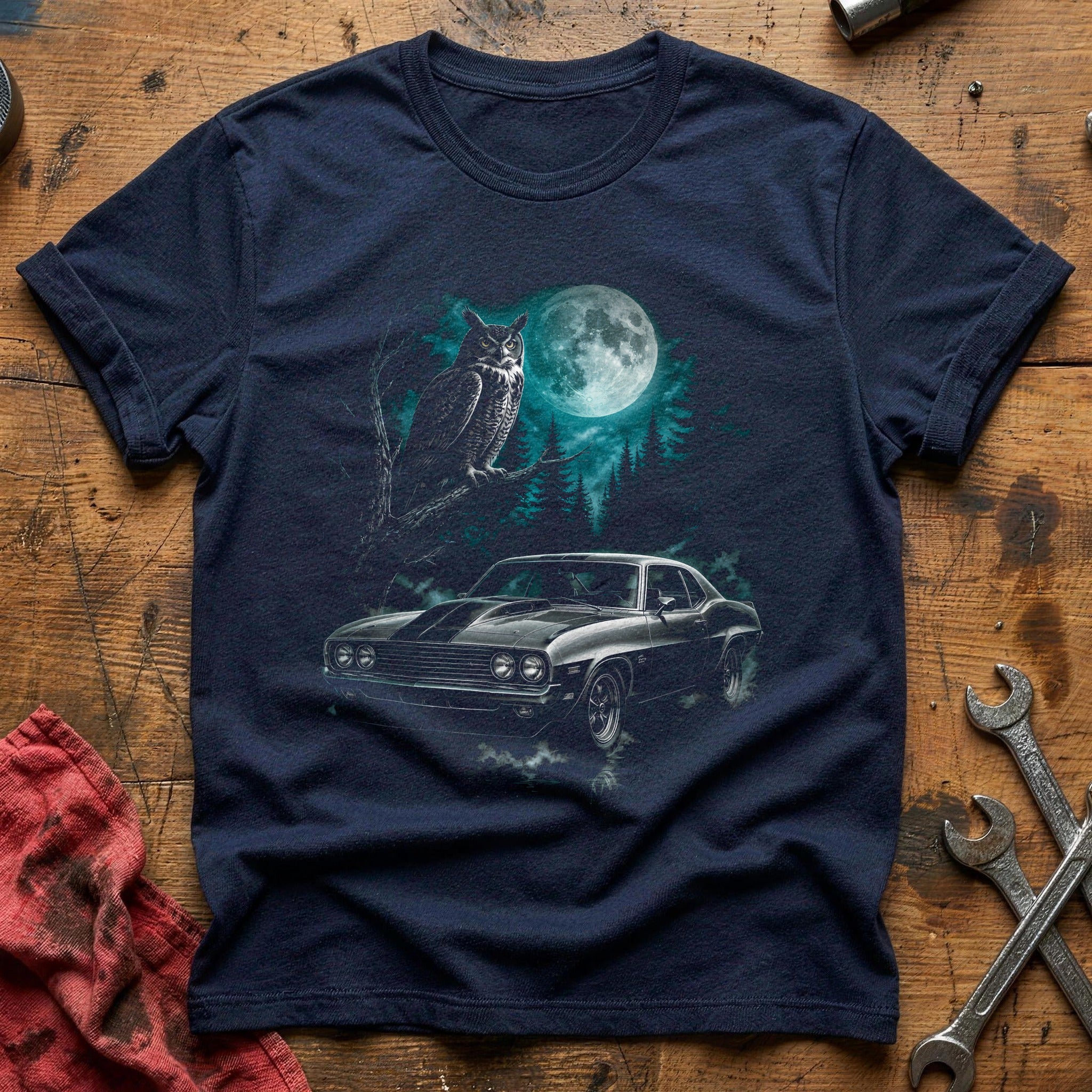 Hotrod Owl Fullmoon 64 T-Shirt - Navy