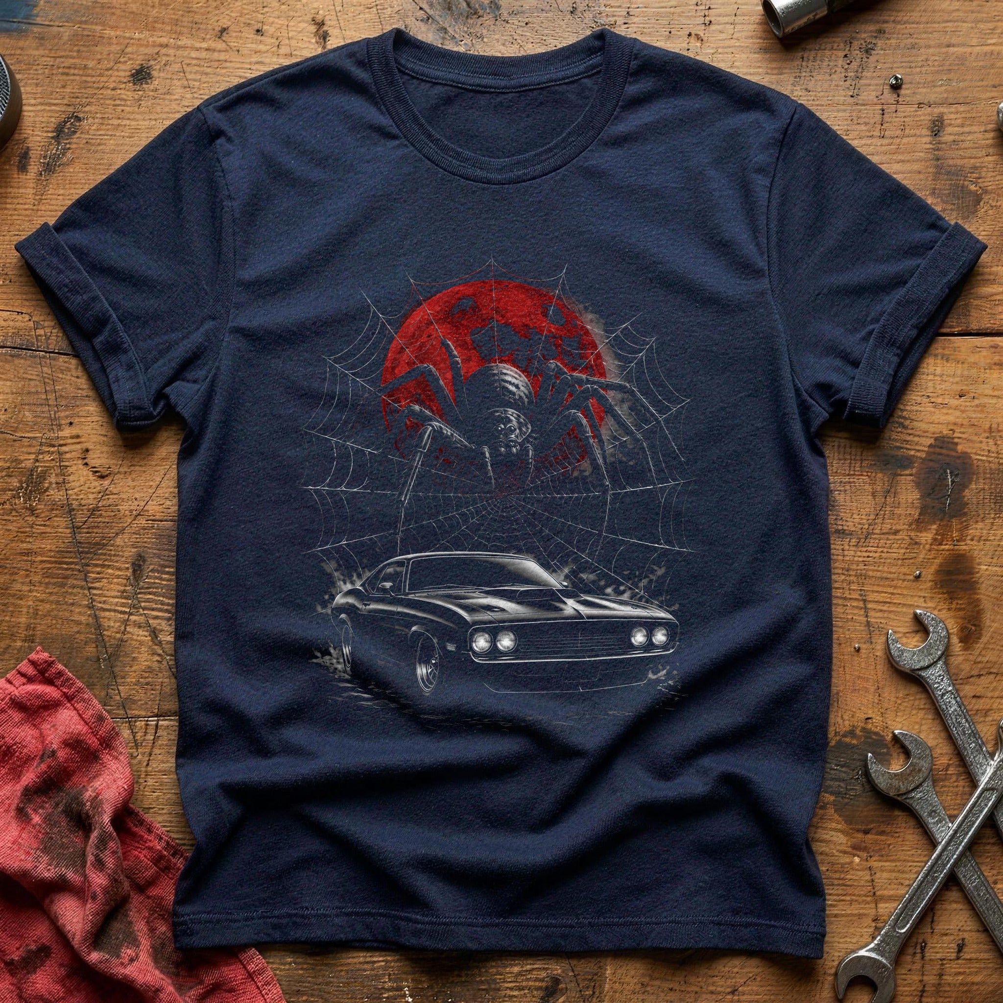 Hotrod Spider Web 63 T-Shirt - Navy