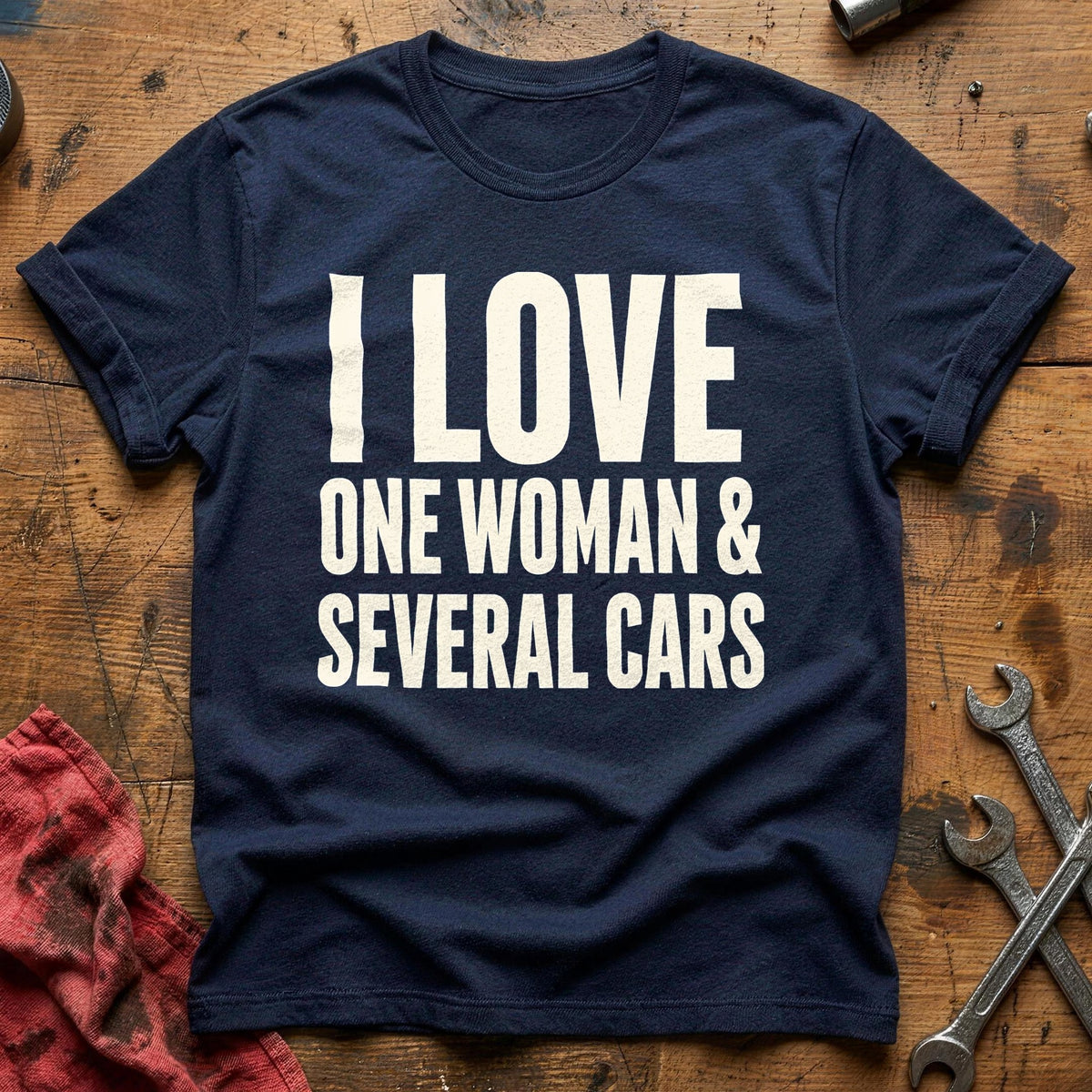 I Love One Woman And Several Cars 14 T-Shirt - Navy