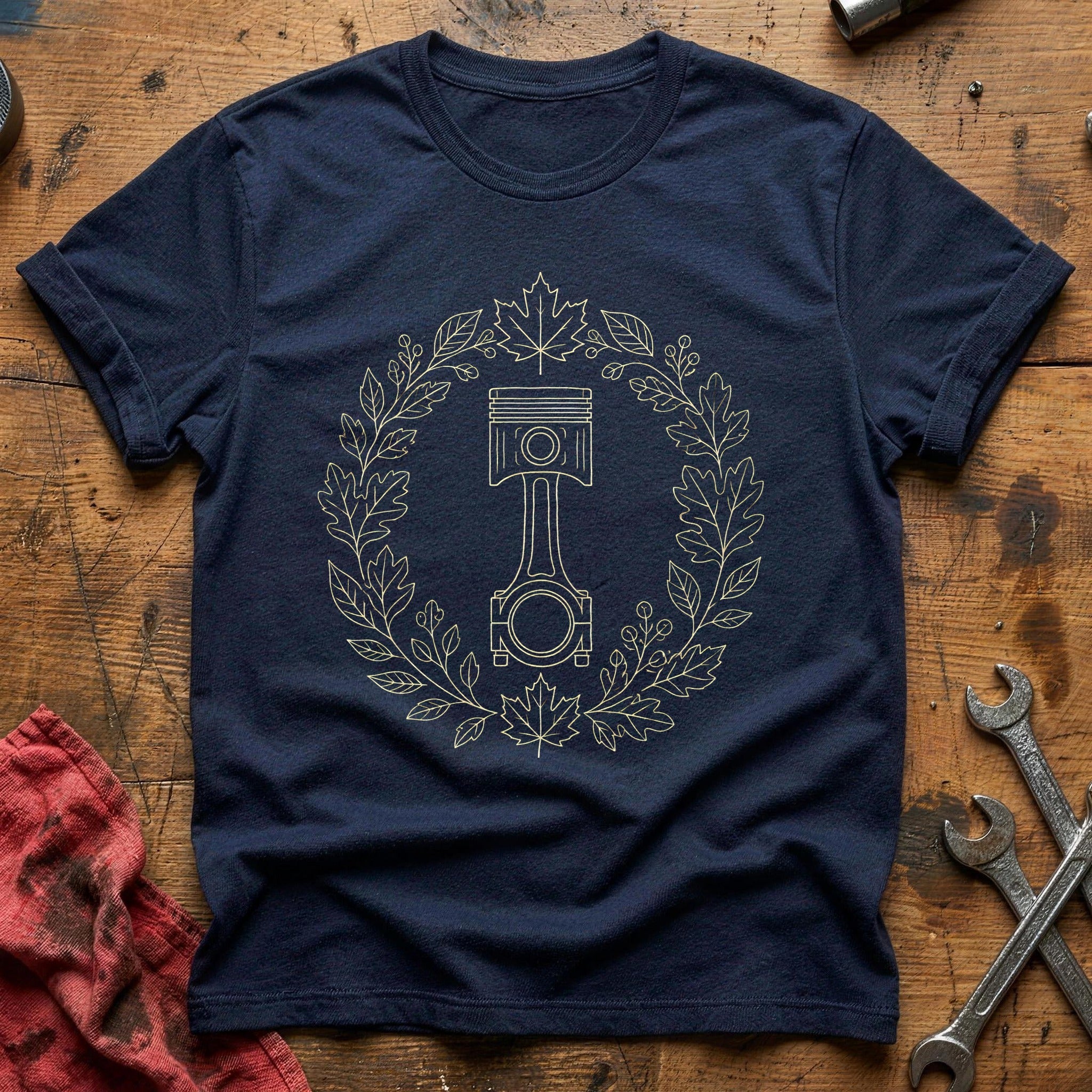 Leaf Wreath Piston 61 T-Shirt - Navy