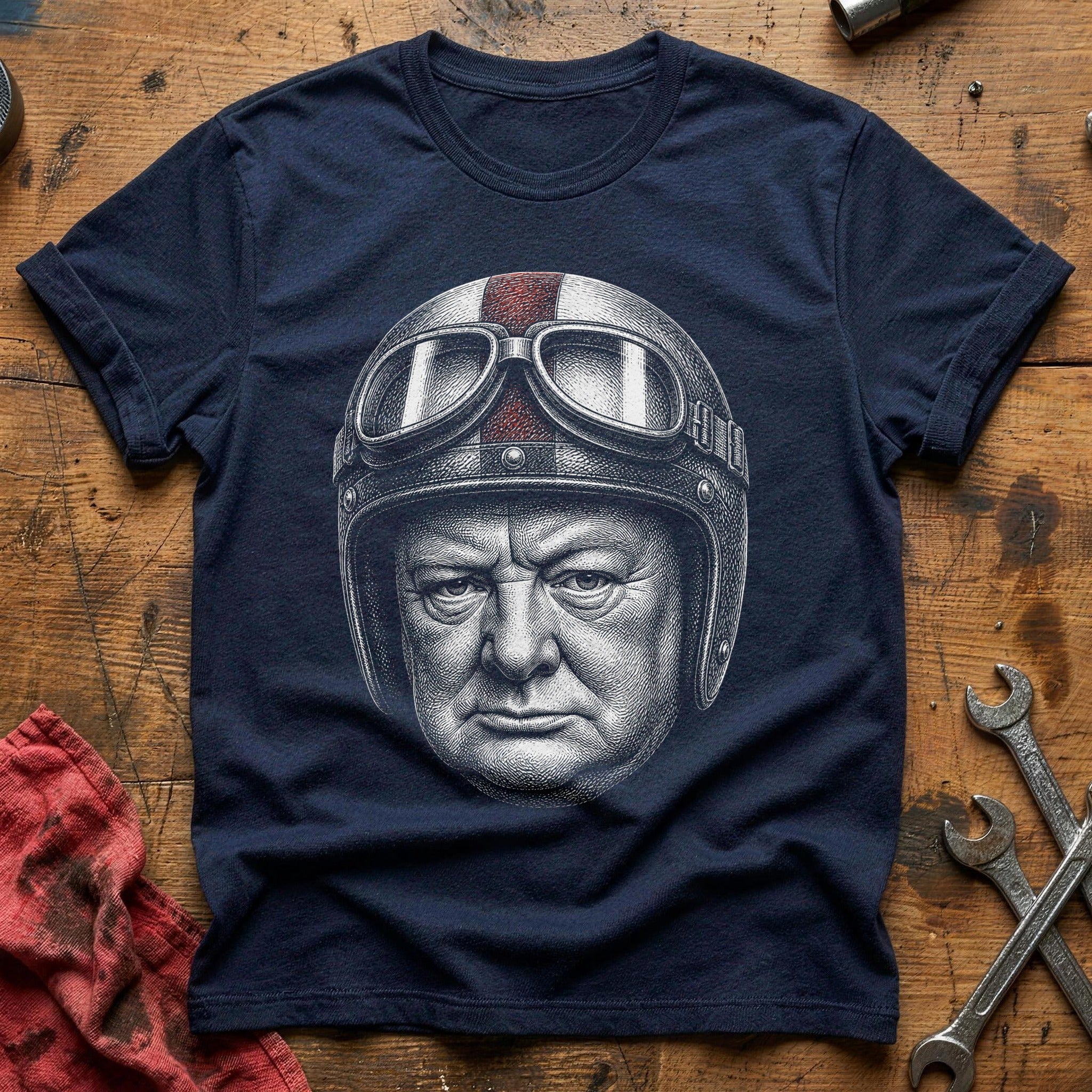 Leather & Goggles T-Shirt - Navy