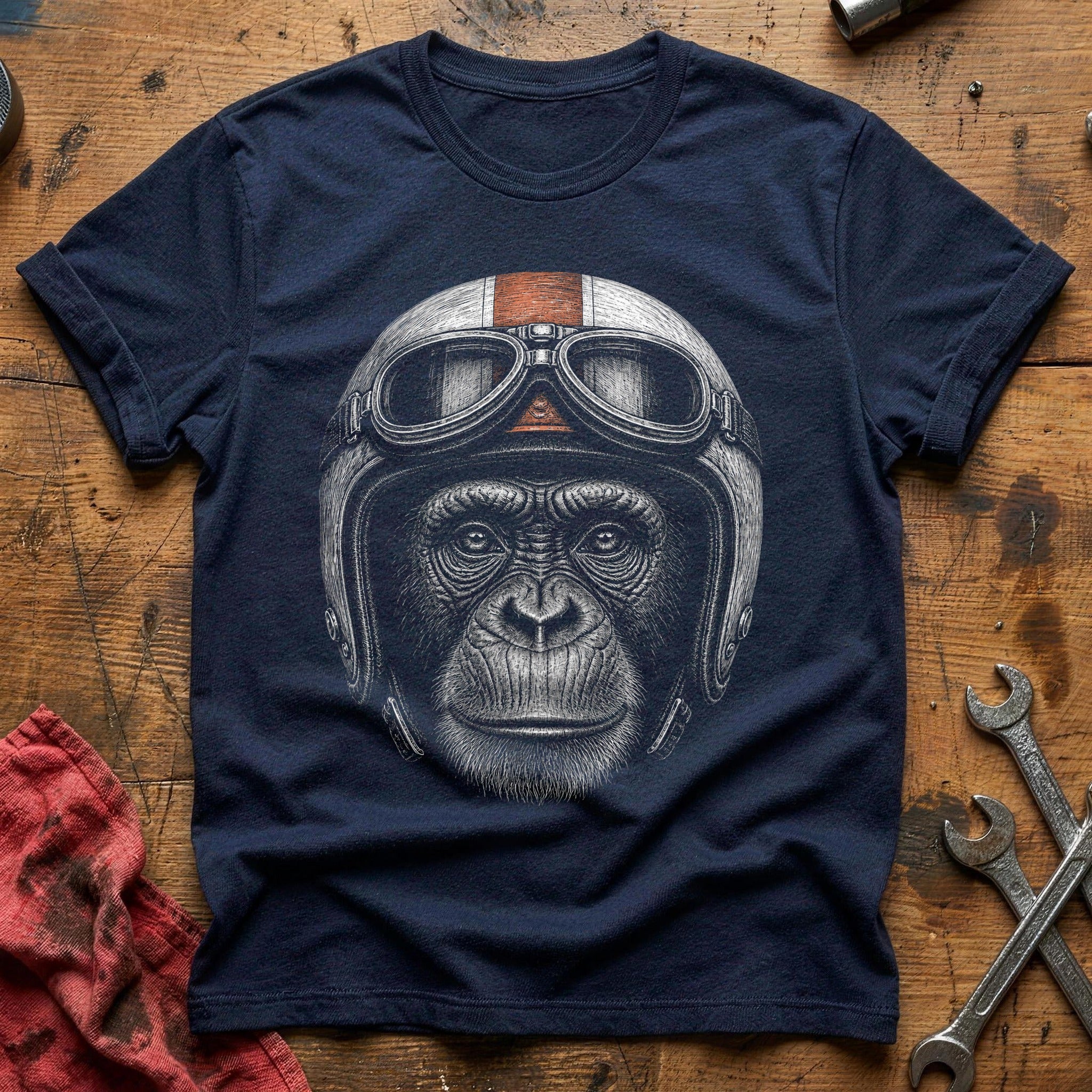 Leather & Thrust T-Shirt - Navy