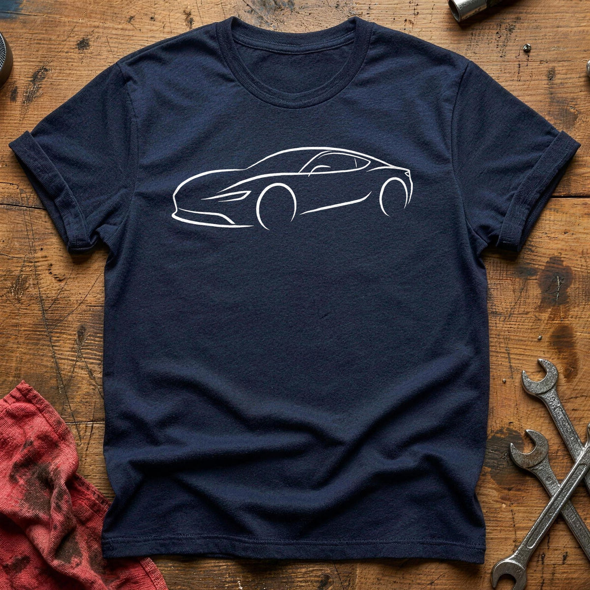 Line Art Sports Car 42 T-Shirt - Navy