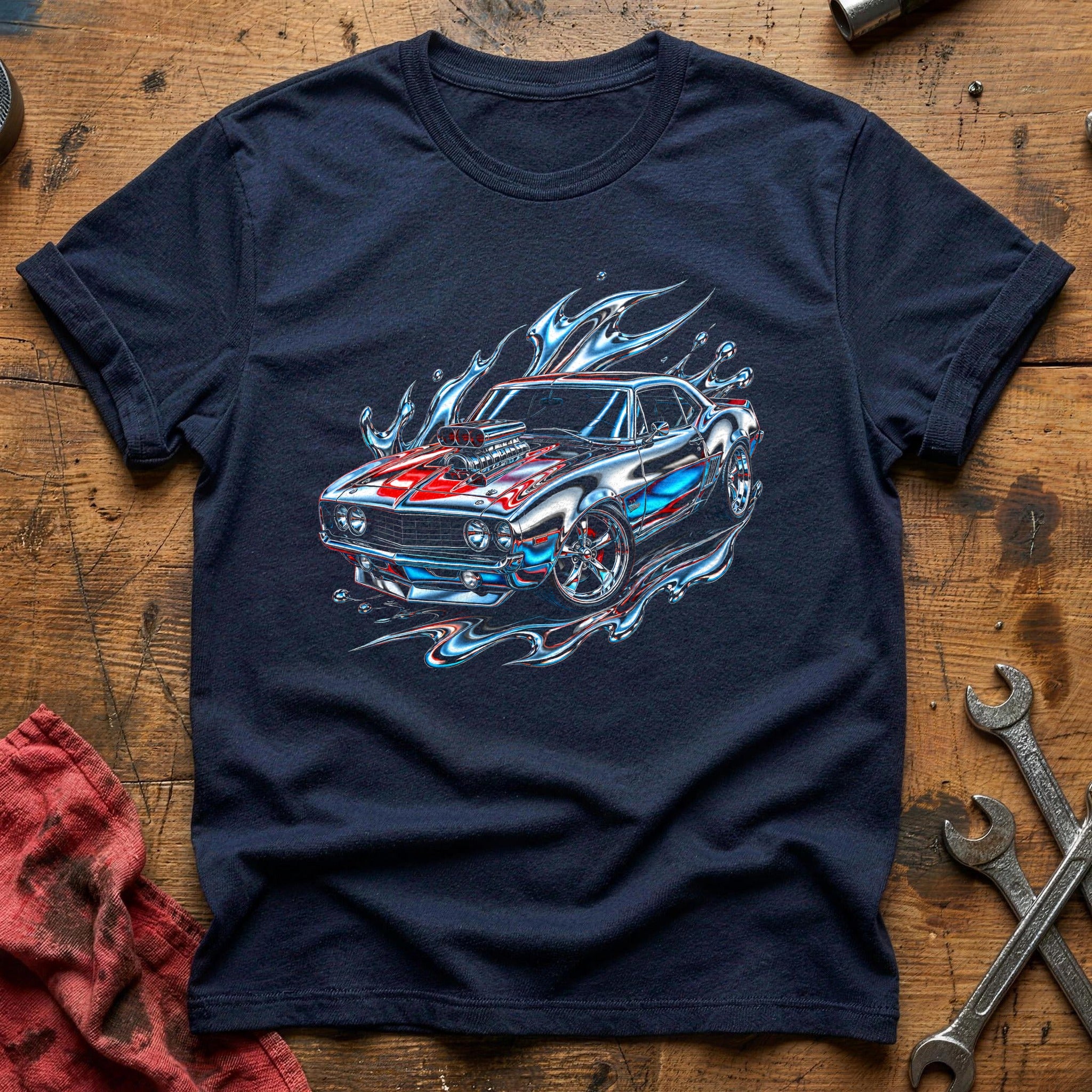 Liquid Chrome Muscle T-Shirt - Navy