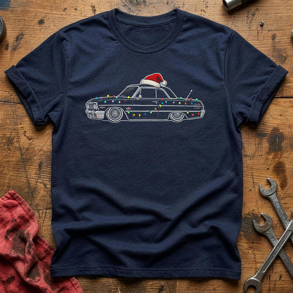 Lowrider Christmas Lights 75 T-Shirt - Navy