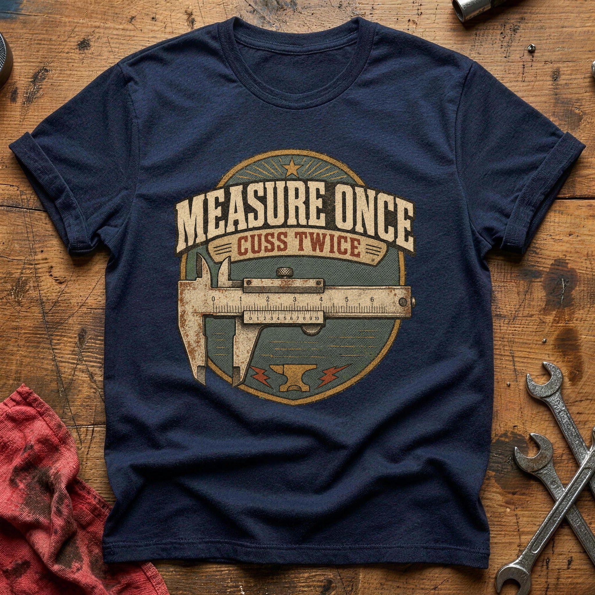 Measure Twice, Cuss Once T-Shirt - Navy