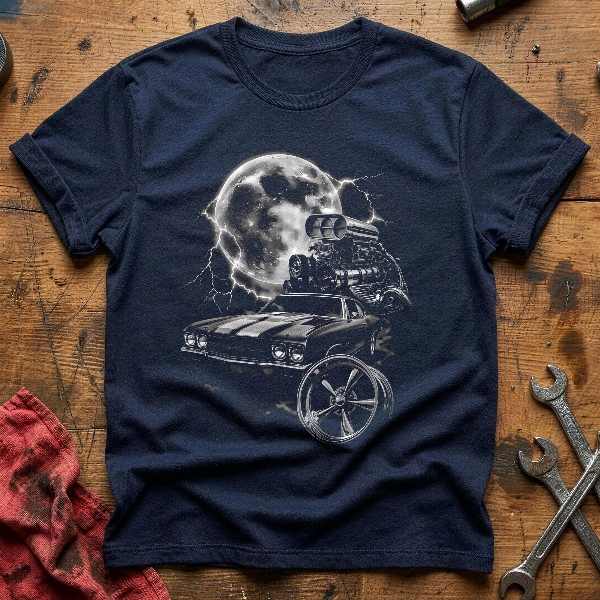 Moon Engine Hot Rod T-Shirt - Navy