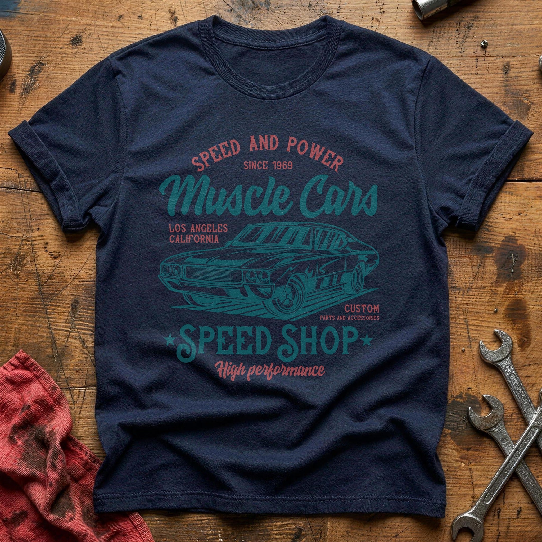 Muscle car speed shop T-Shirt - Navy