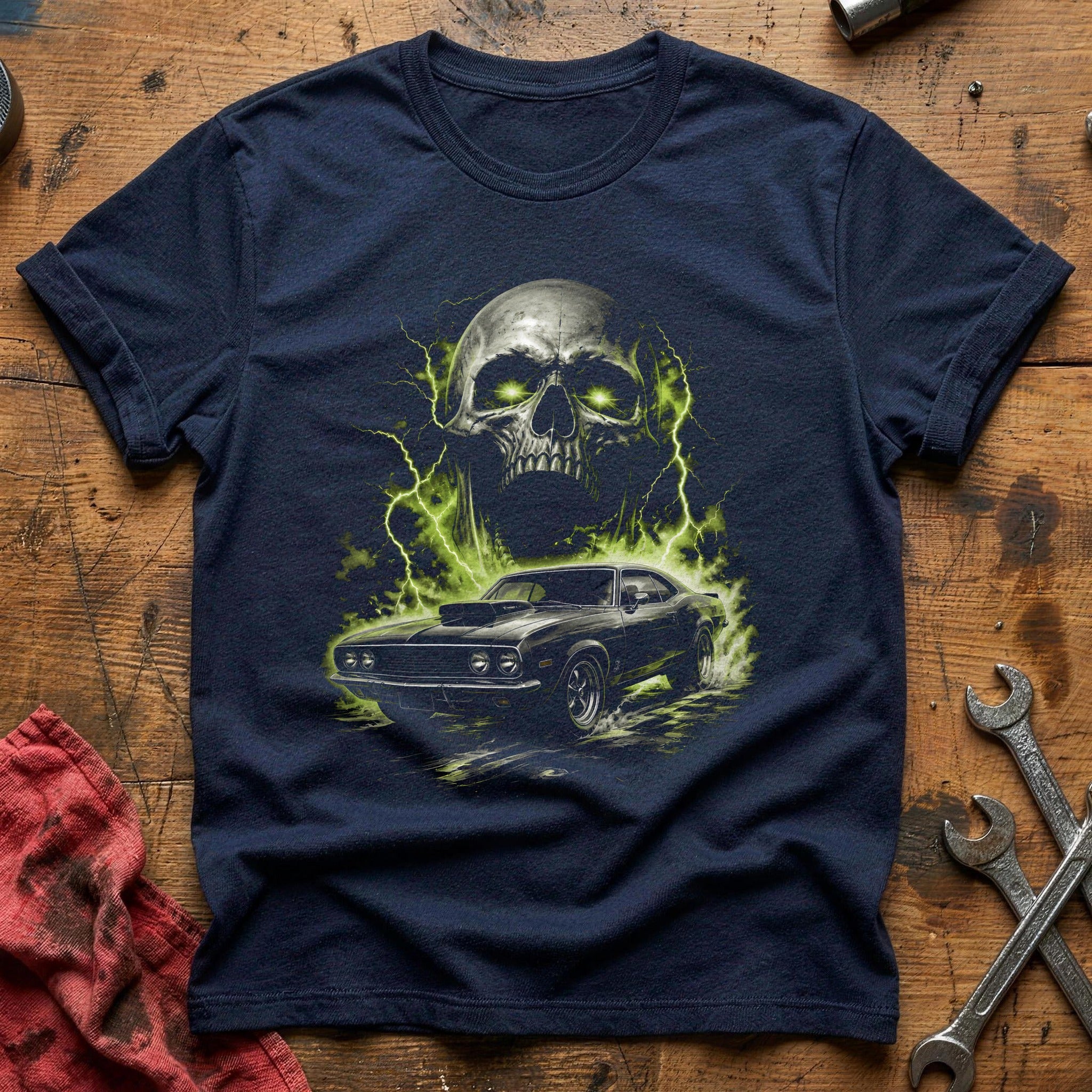 Musclecar Screaming Skull 10 T-Shirt - Navy