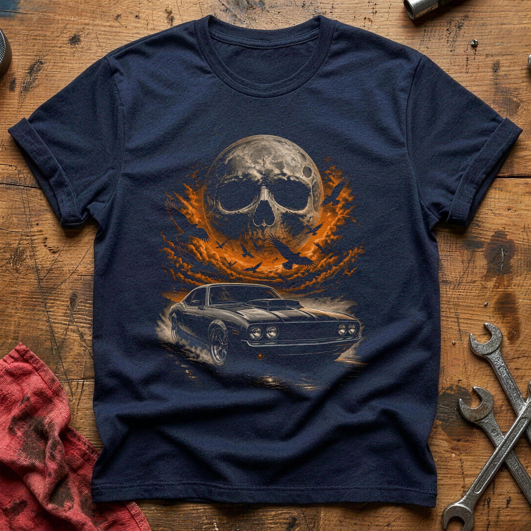 Musclecar Skullmoon Crows 47 T-Shirt - Navy
