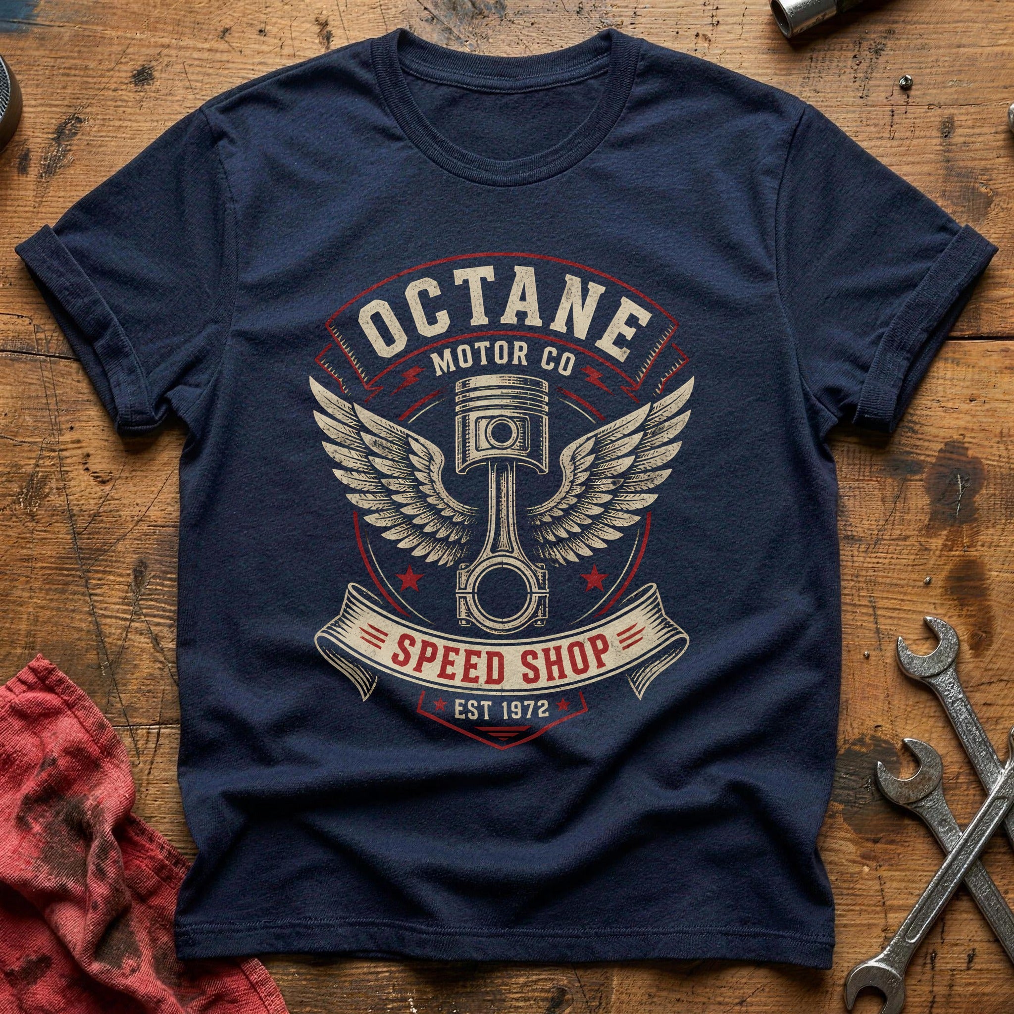 Octane Motor Co Emblem 32 T-Shirt - Navy