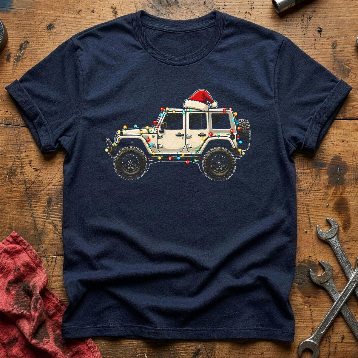 Off Road 4x4 Christmas Lights 27 T-Shirt - Navy