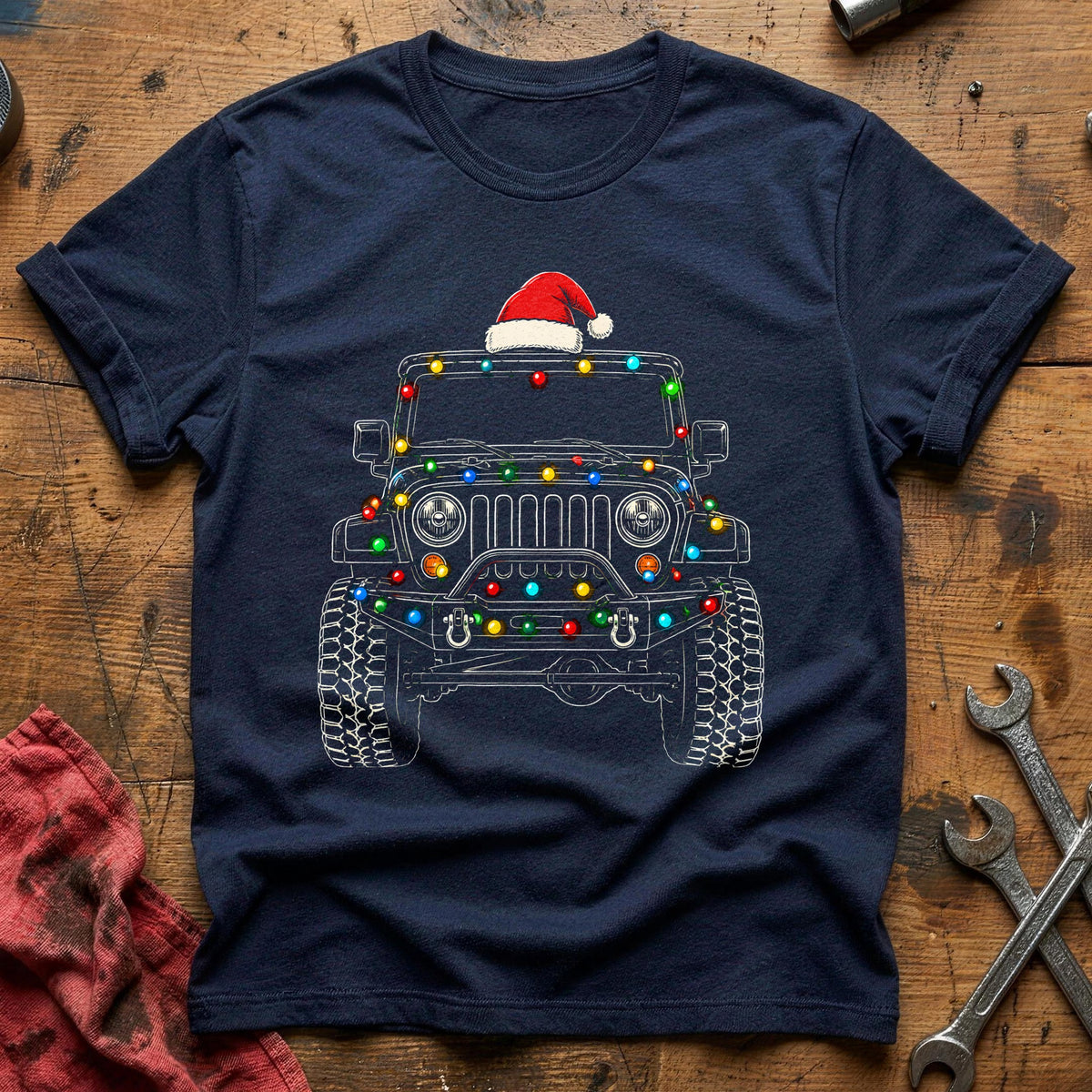 Off Road 4x4 Christmas Lights 90 T-Shirt - Navy