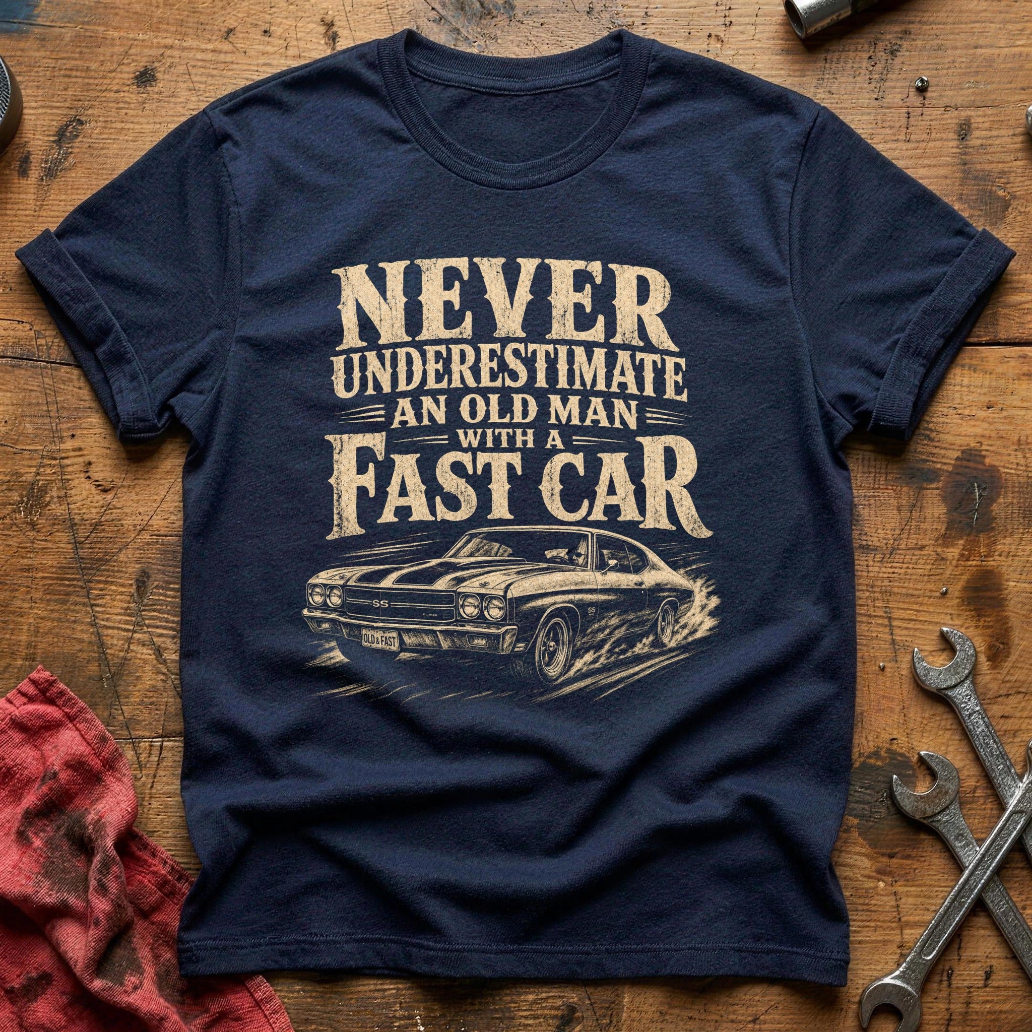 Old Man, Fast Car T-Shirt - Navy