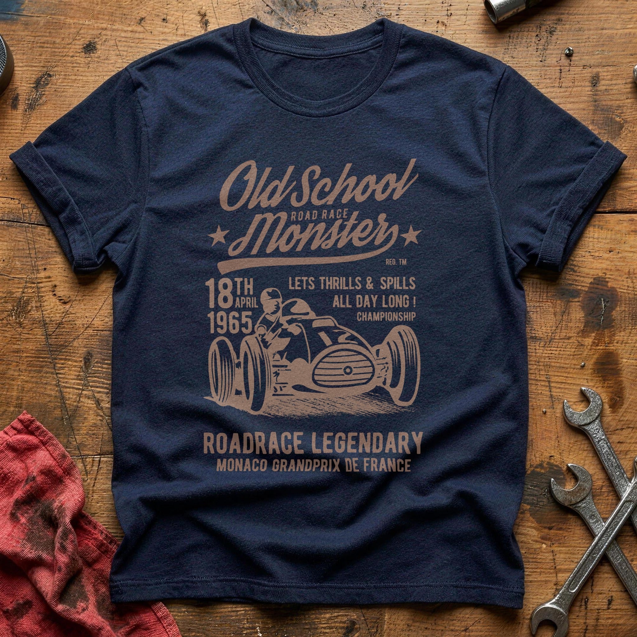 Old school road race monster T-Shirt - Navy