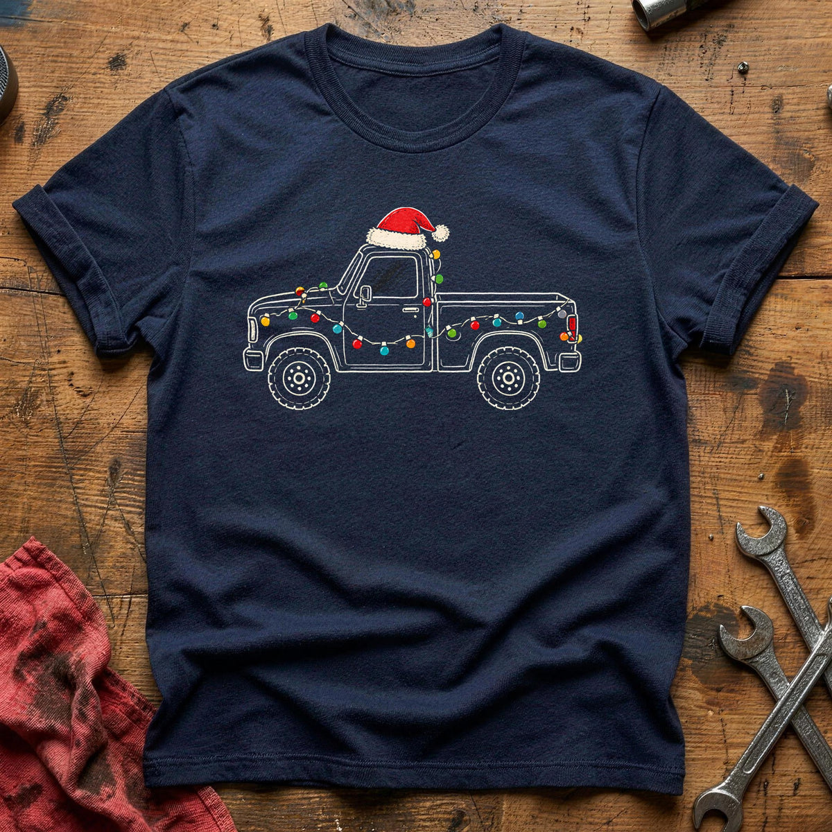 Pickup Truck Christmas Lights 18 T-Shirt - Navy