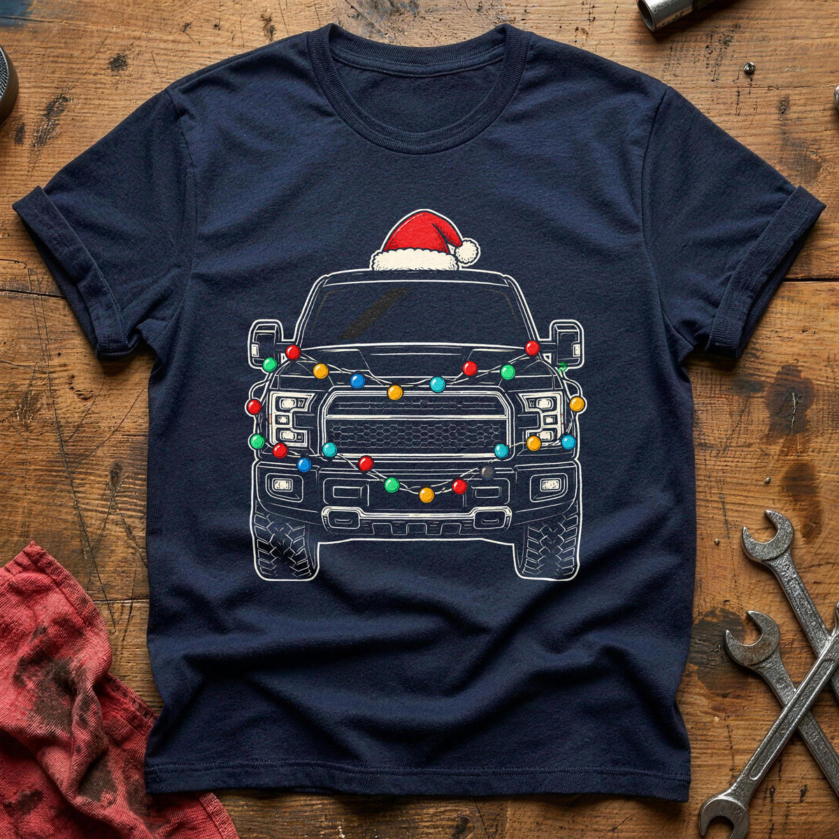 Pickup Truck Christmas Lights 64 T-Shirt - Navy