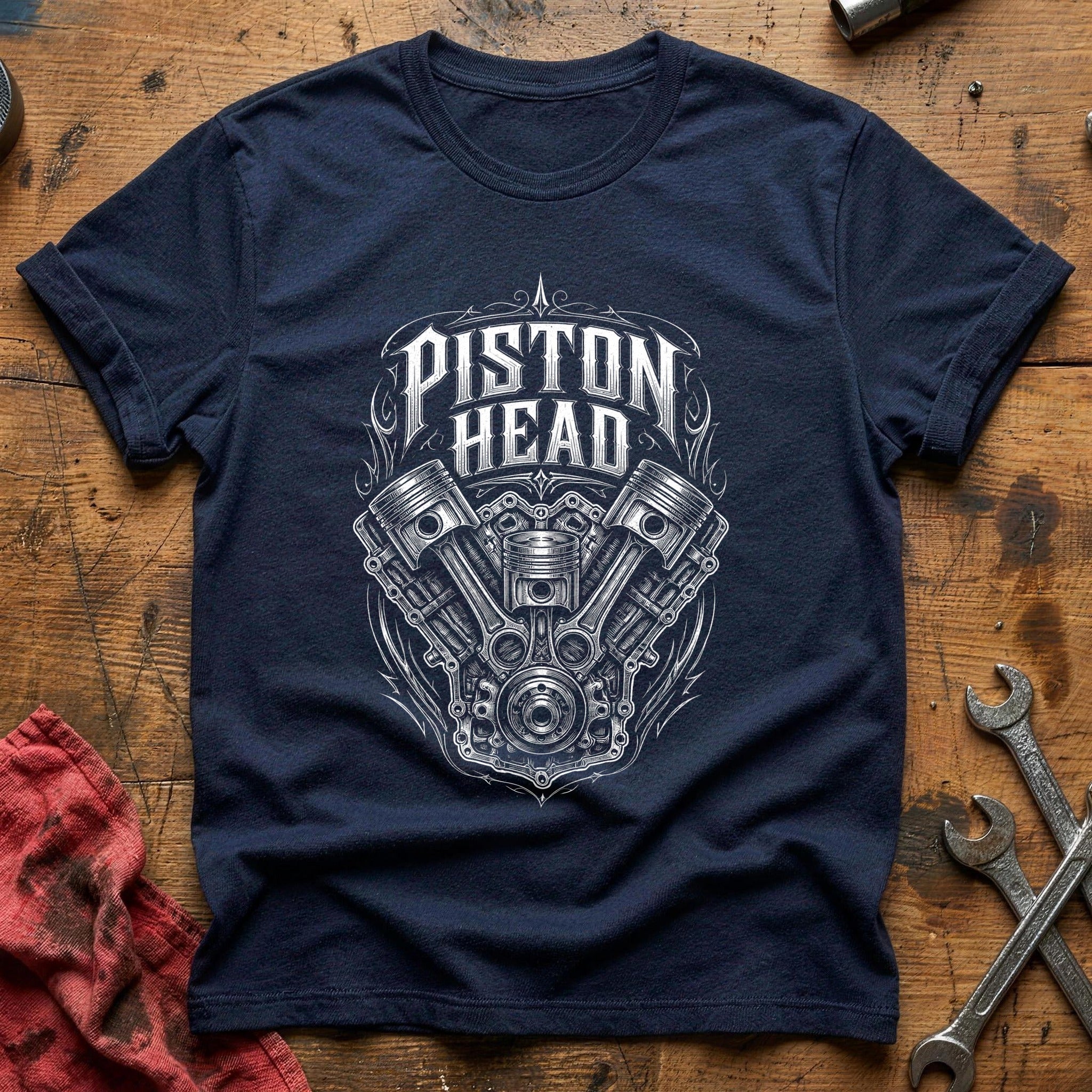 Piston Head Blackwork 78 T-Shirt - Navy