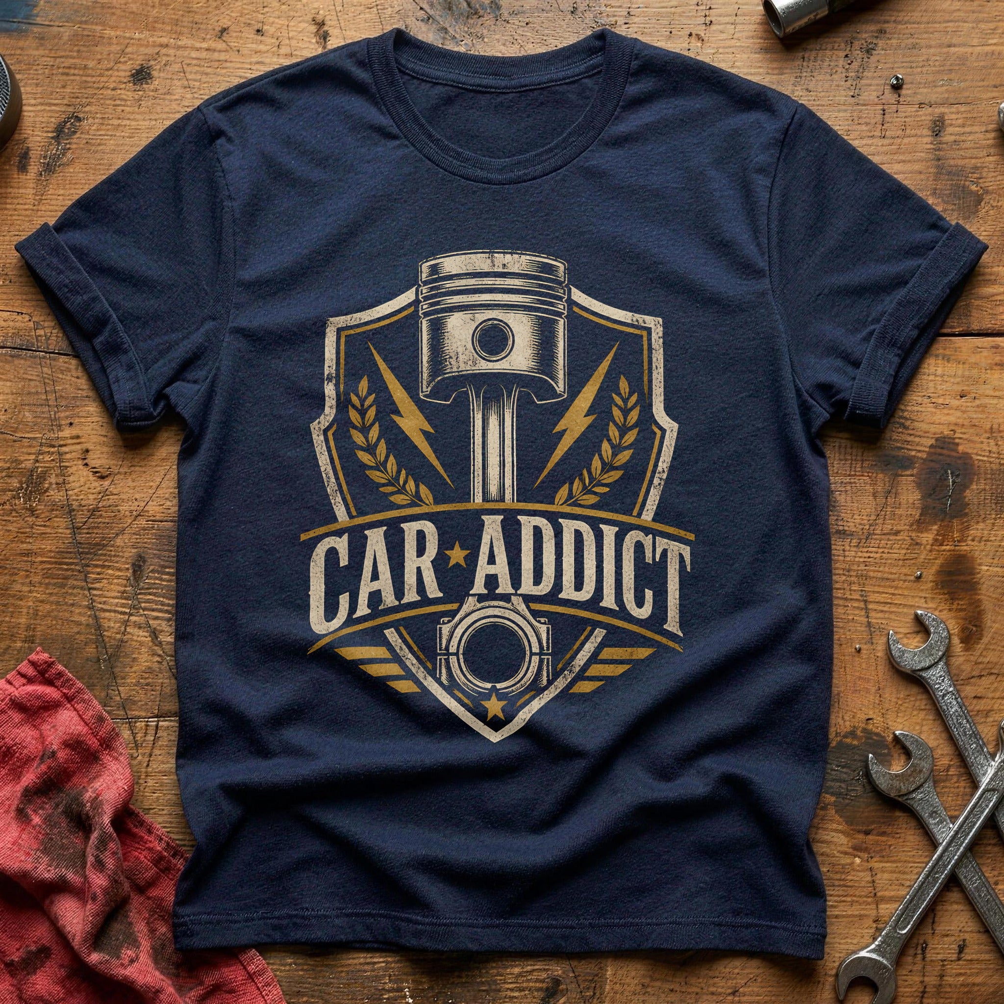 Piston & Laurels T-Shirt - Navy