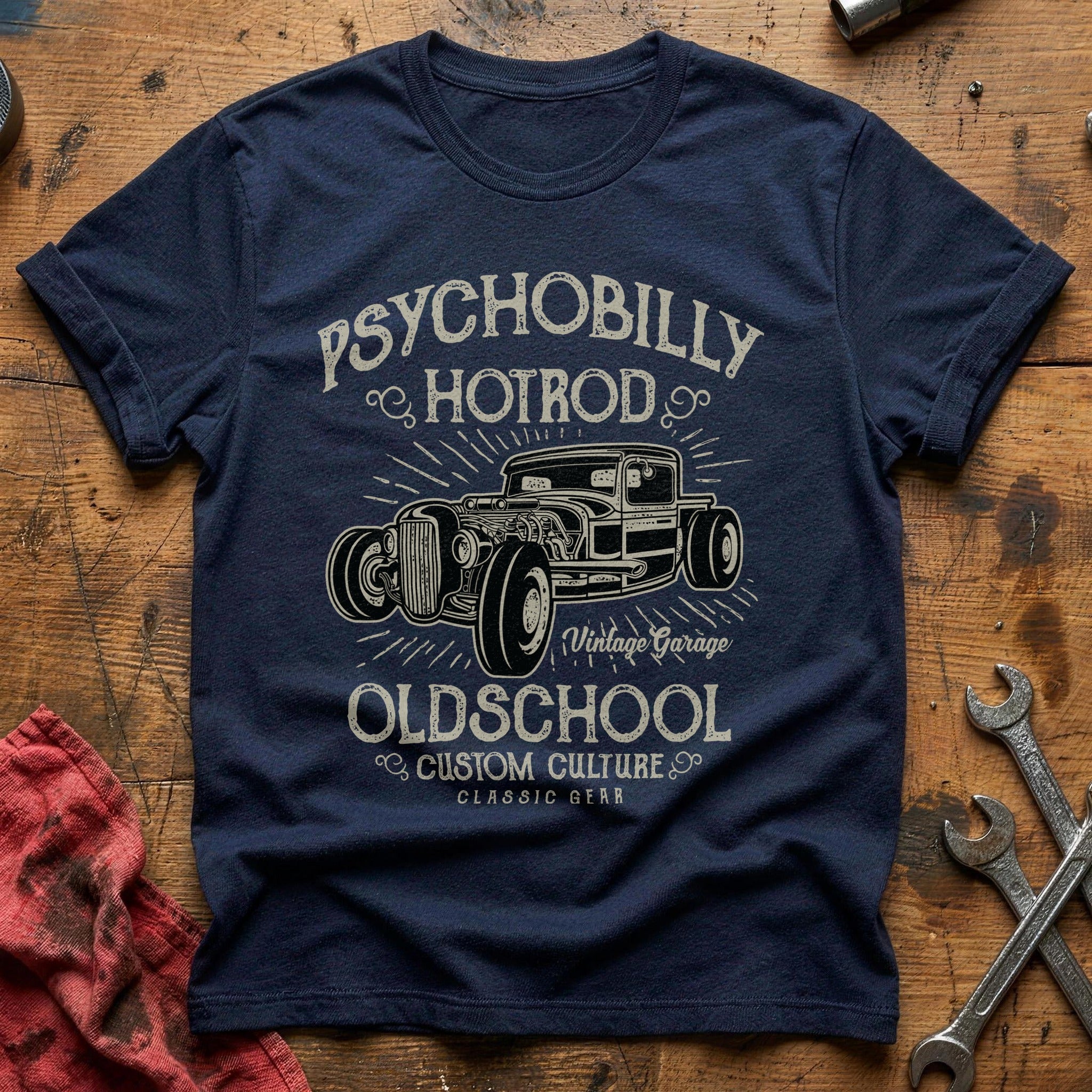 Psychobilly hotrod T-Shirt - Navy