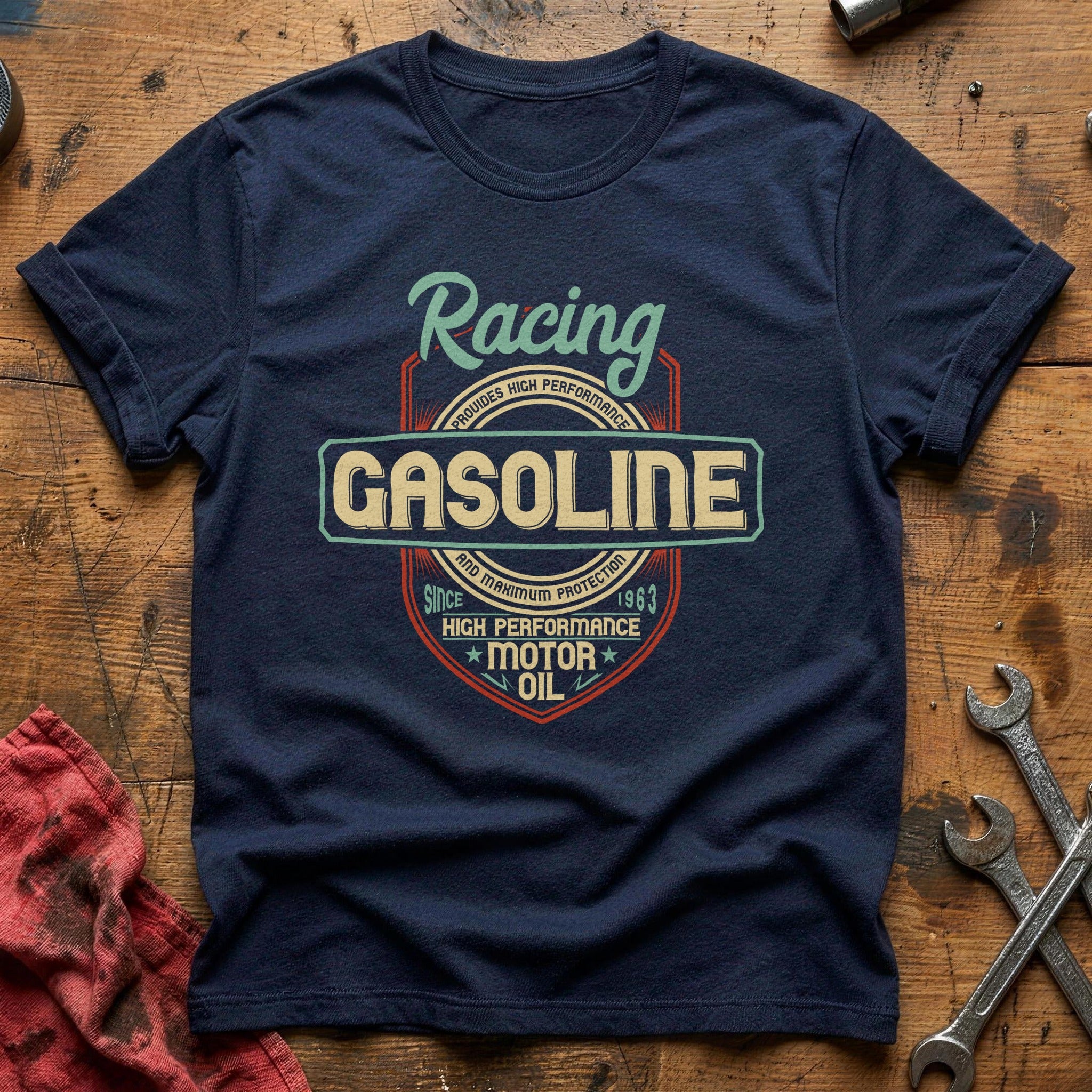 Racing gasoline motor oil T-Shirt - Navy