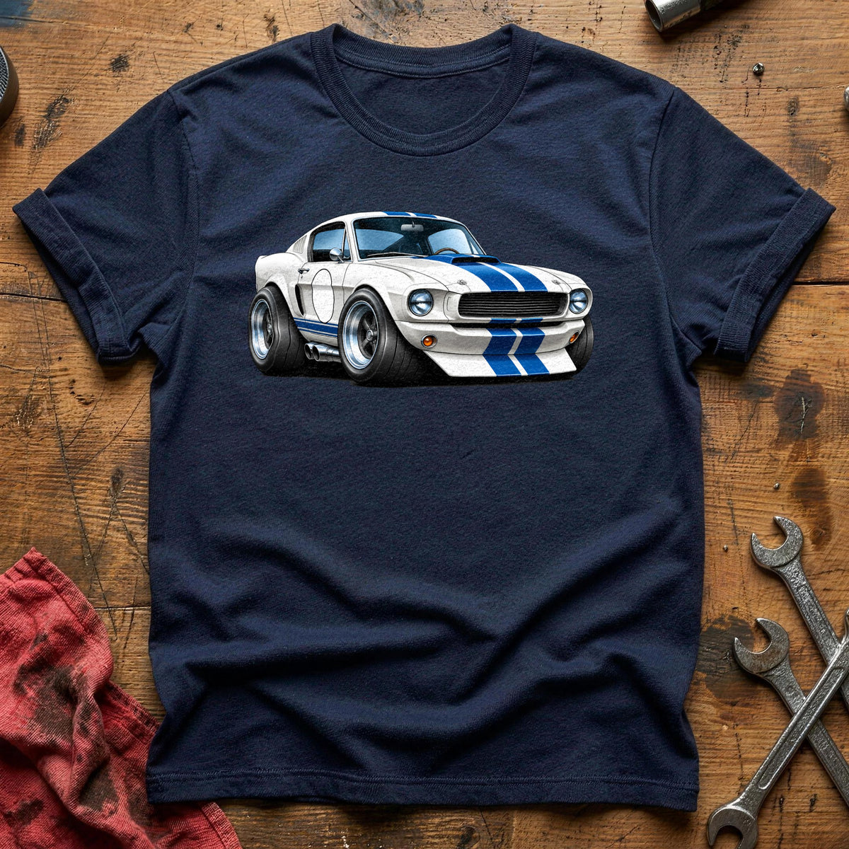 Racing Stripes Fastback 77 T-Shirt - Navy