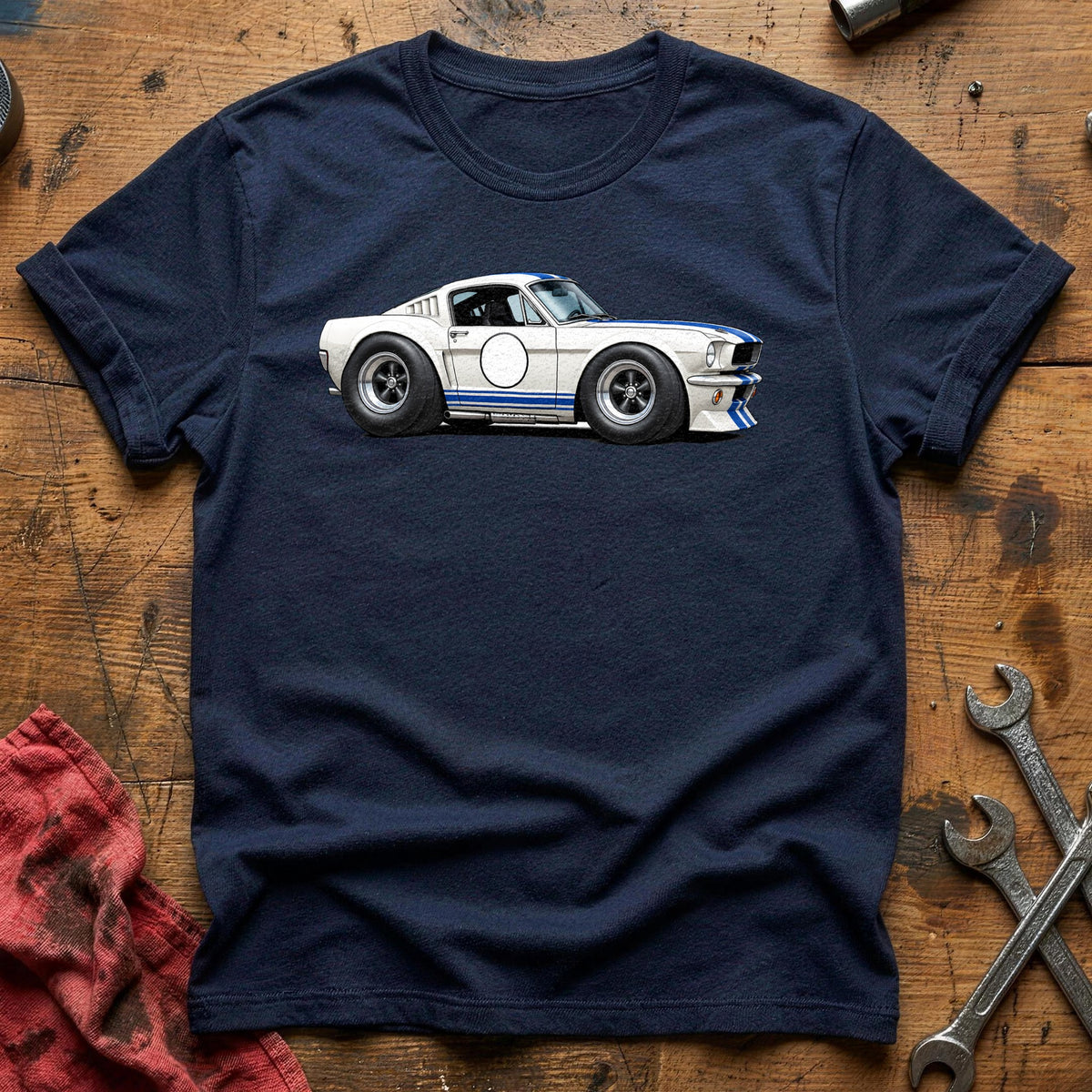 Racing Stripes Fastback 78 T-Shirt - Navy