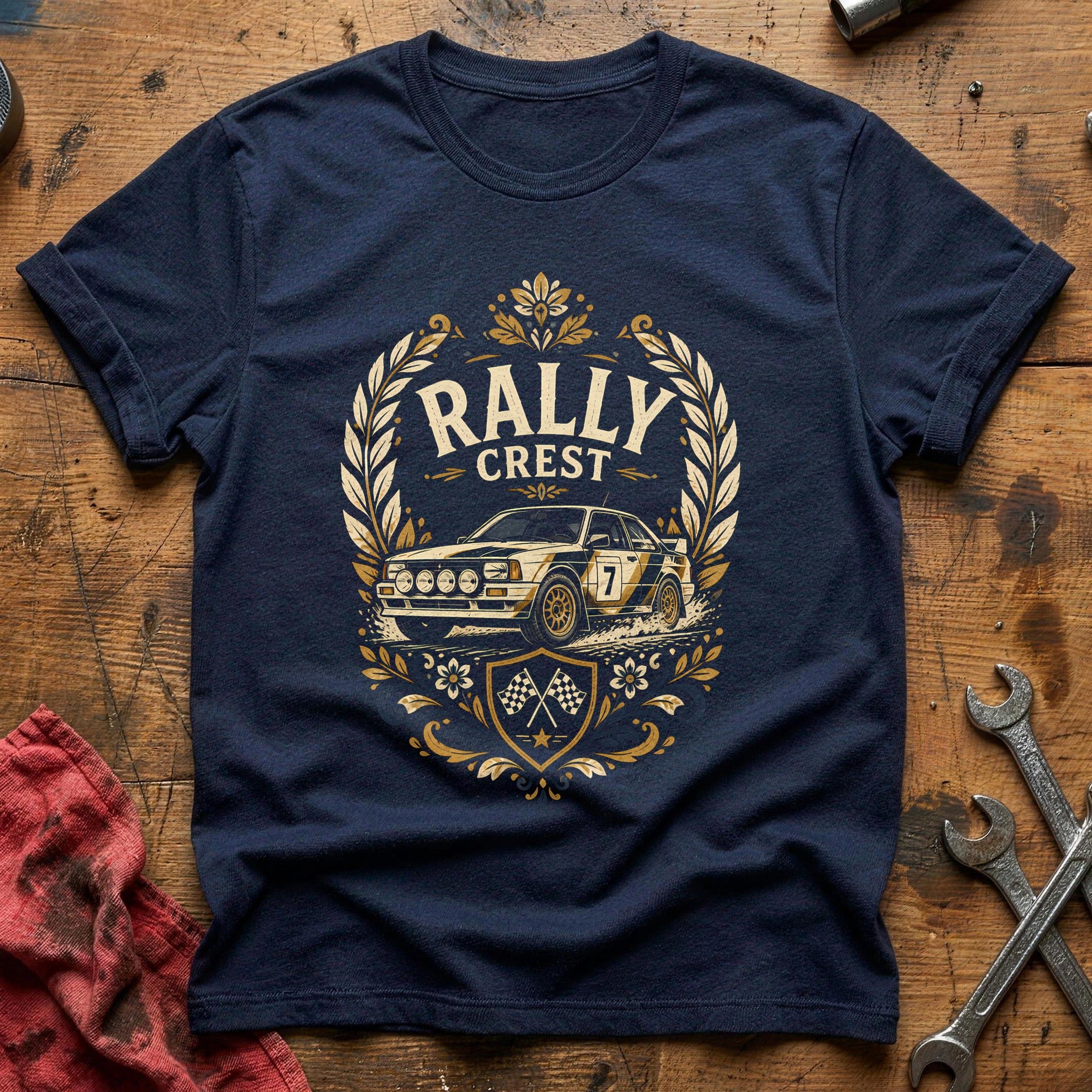 Rally Crest Folk 25 T-Shirt - Navy