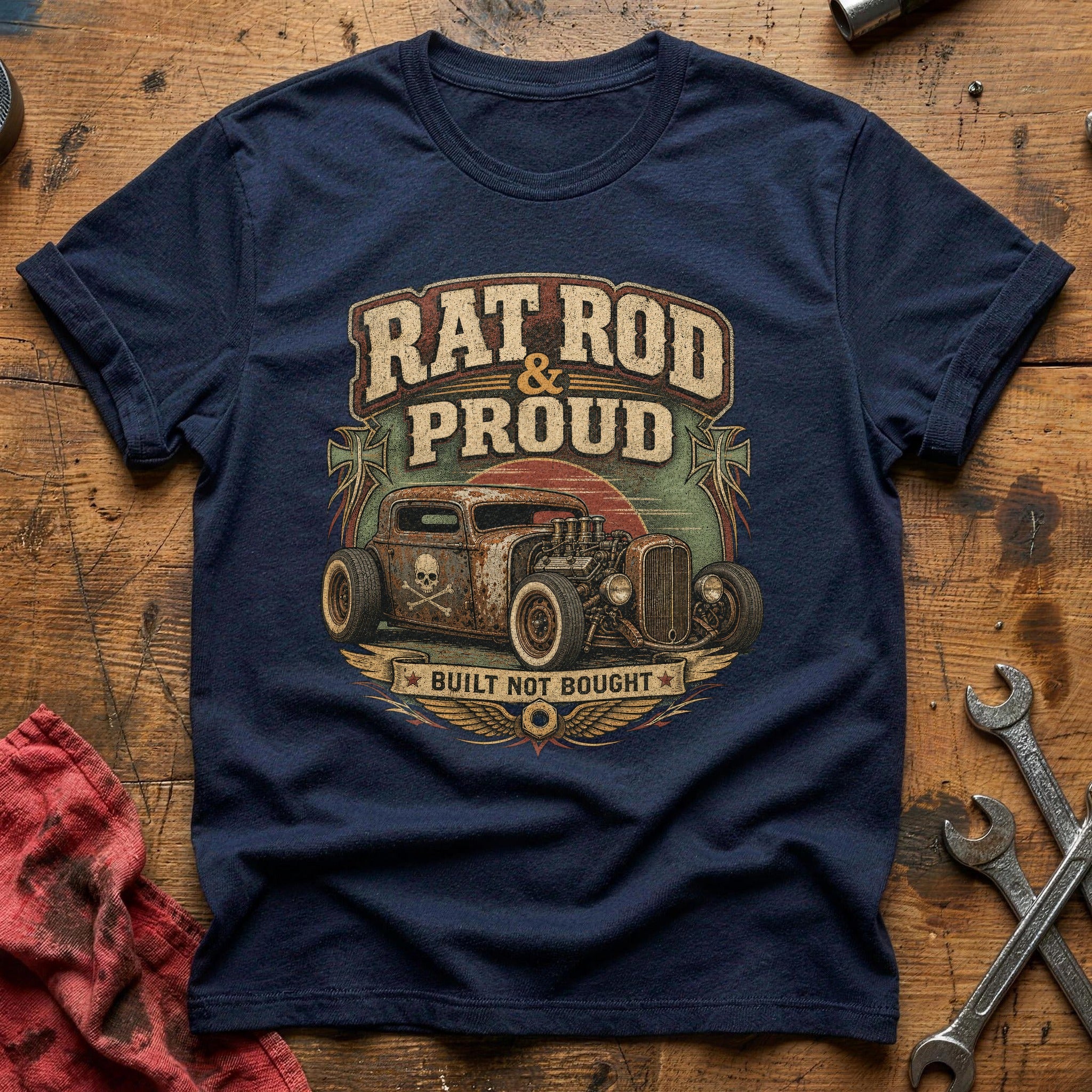 Rat Rod & Proud T-Shirt - Navy