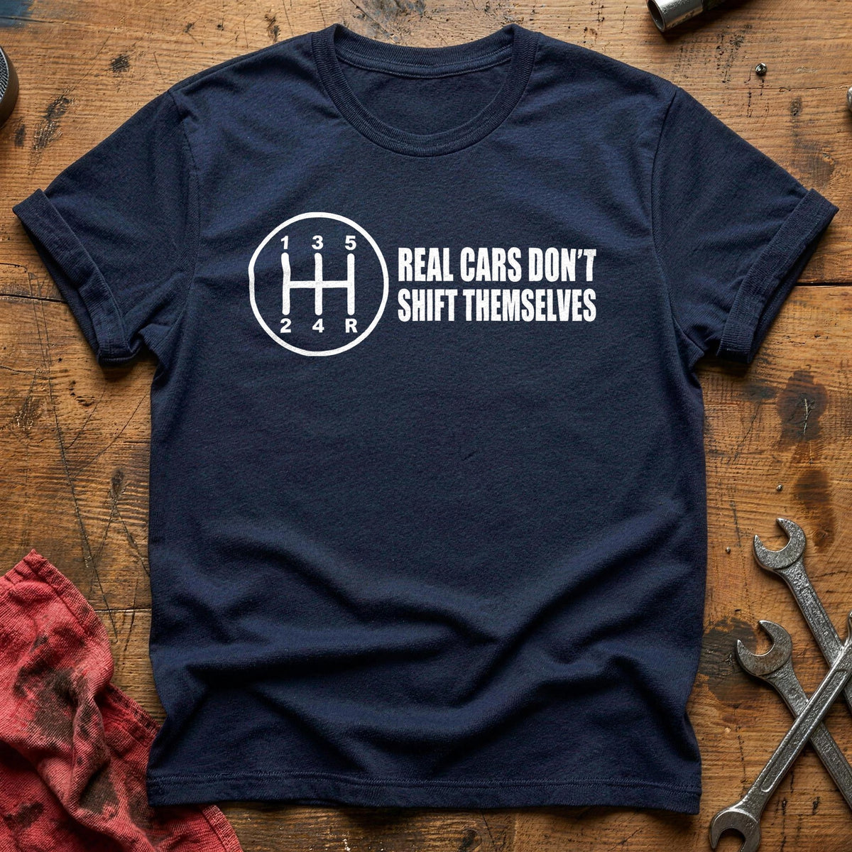 Real Cars Don't Shift Themselves 56 T-Shirt - Navy