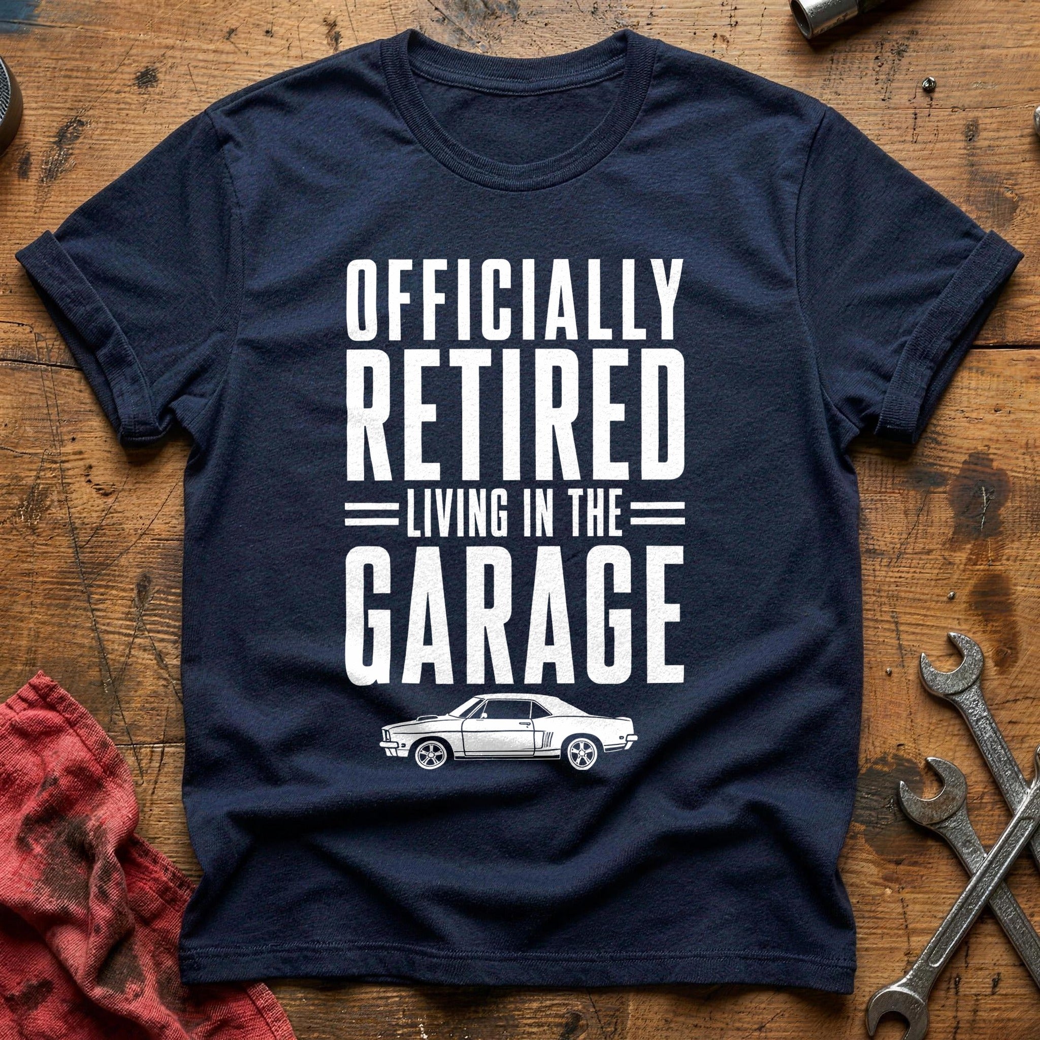 Retired Living Garage 54 T-Shirt - Navy