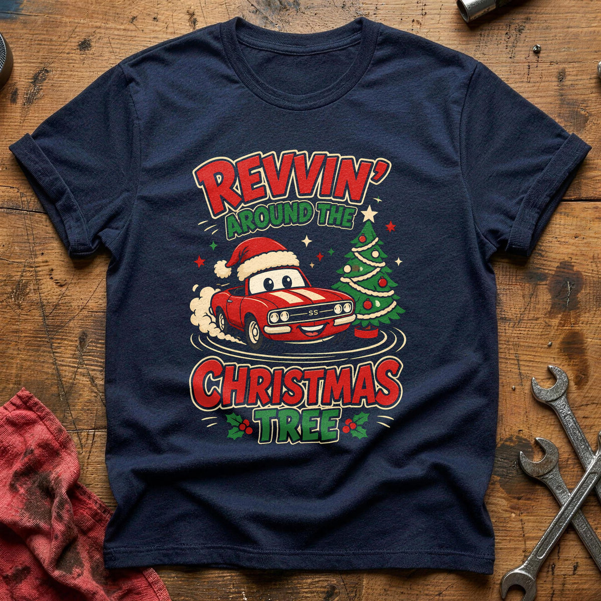 Revvin' Around The Christmas Tree 49 T-Shirt - Navy