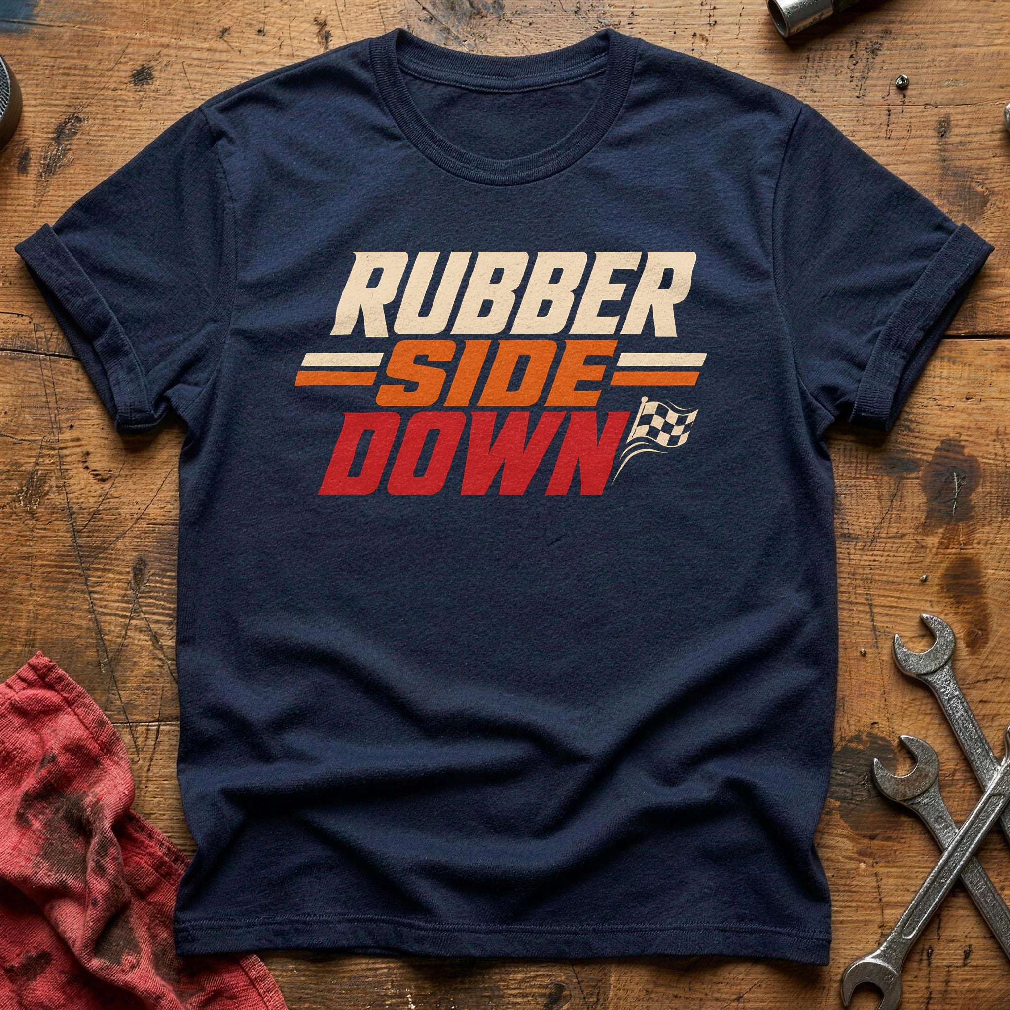 Rubber Side Motto - Navy