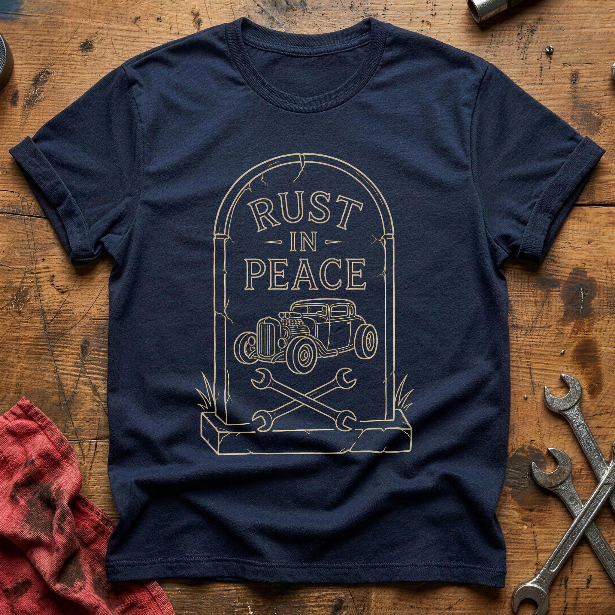 Rust In Peace Tombstone 66 T-Shirt - Navy