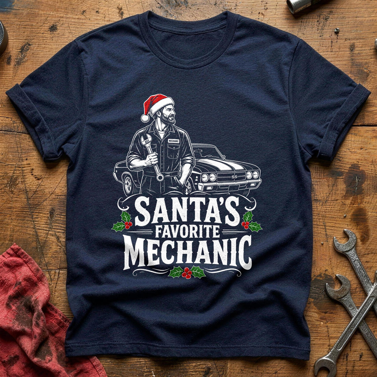 Santa's Favorite Mechanic 20 T-Shirt - Navy