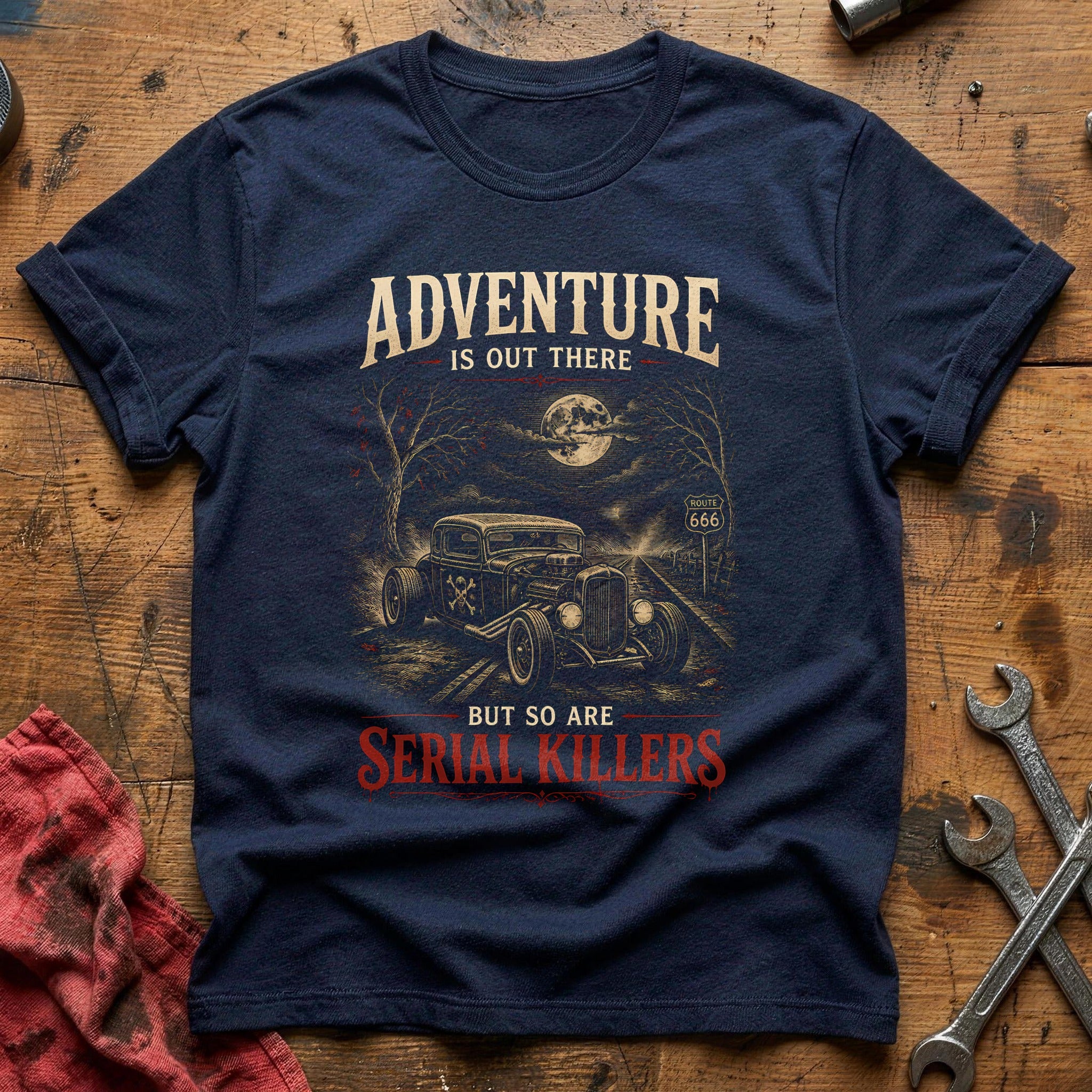 Serial Killers Engraving 83 T-Shirt - Navy