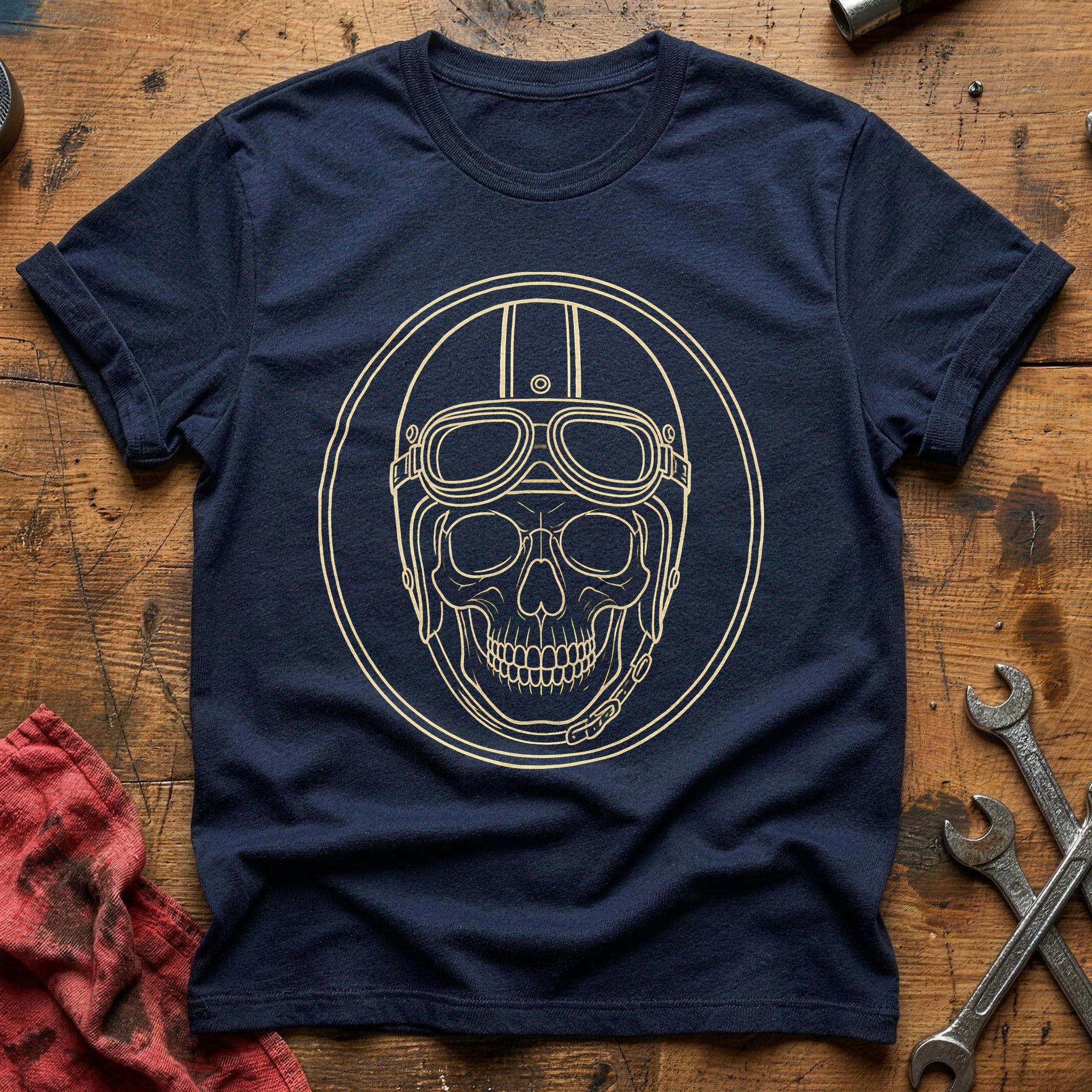 Skull Racing Helmet 67 T-Shirt - Navy