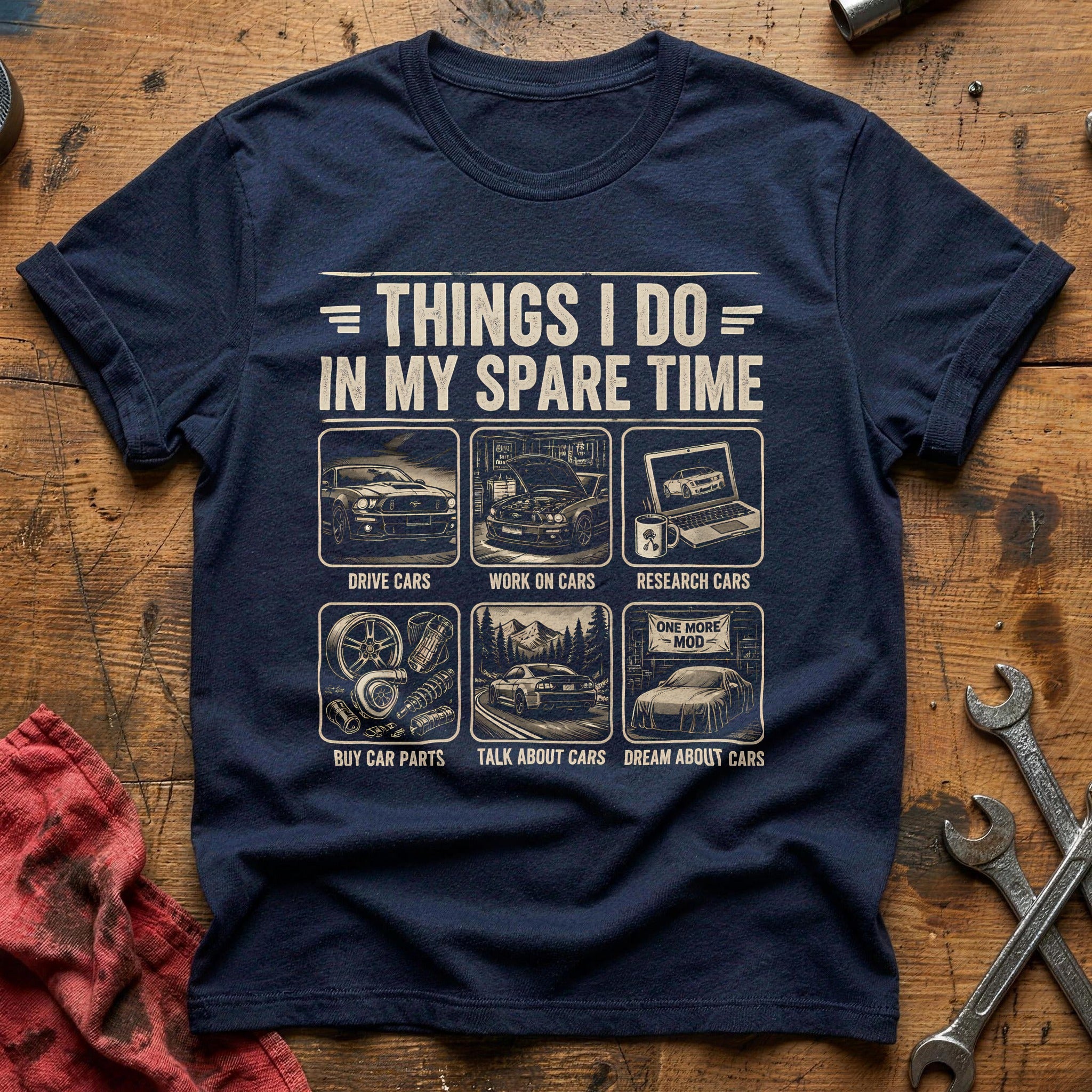 Spare Time Garage T-Shirt - Navy