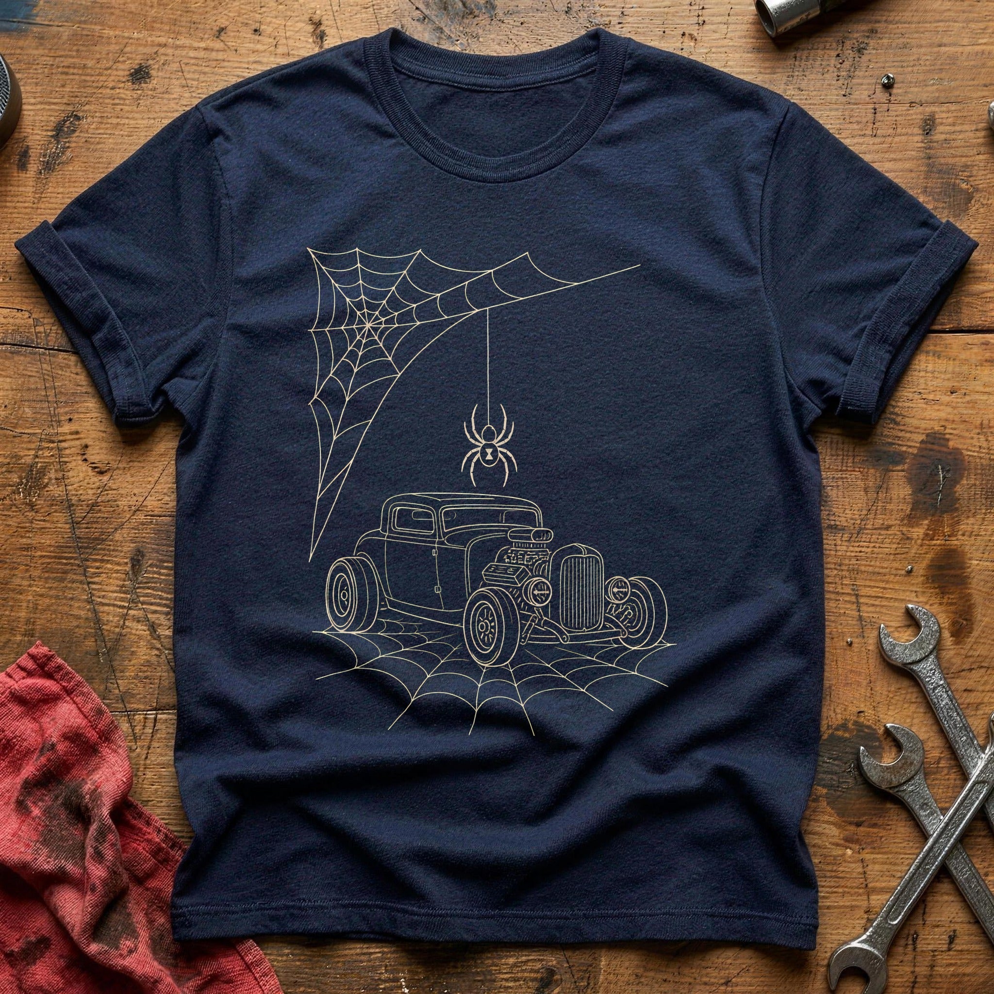 Spiderweb Hotrod 99 T-Shirt - Navy