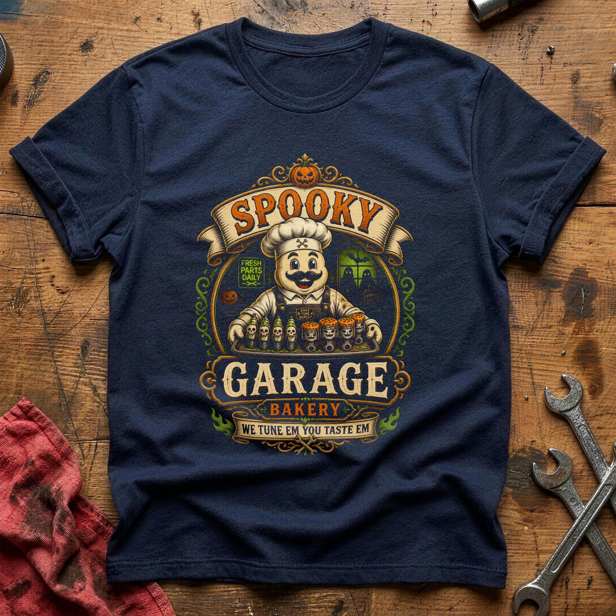 Spooky Garage Bakery 79 T-Shirt - Navy
