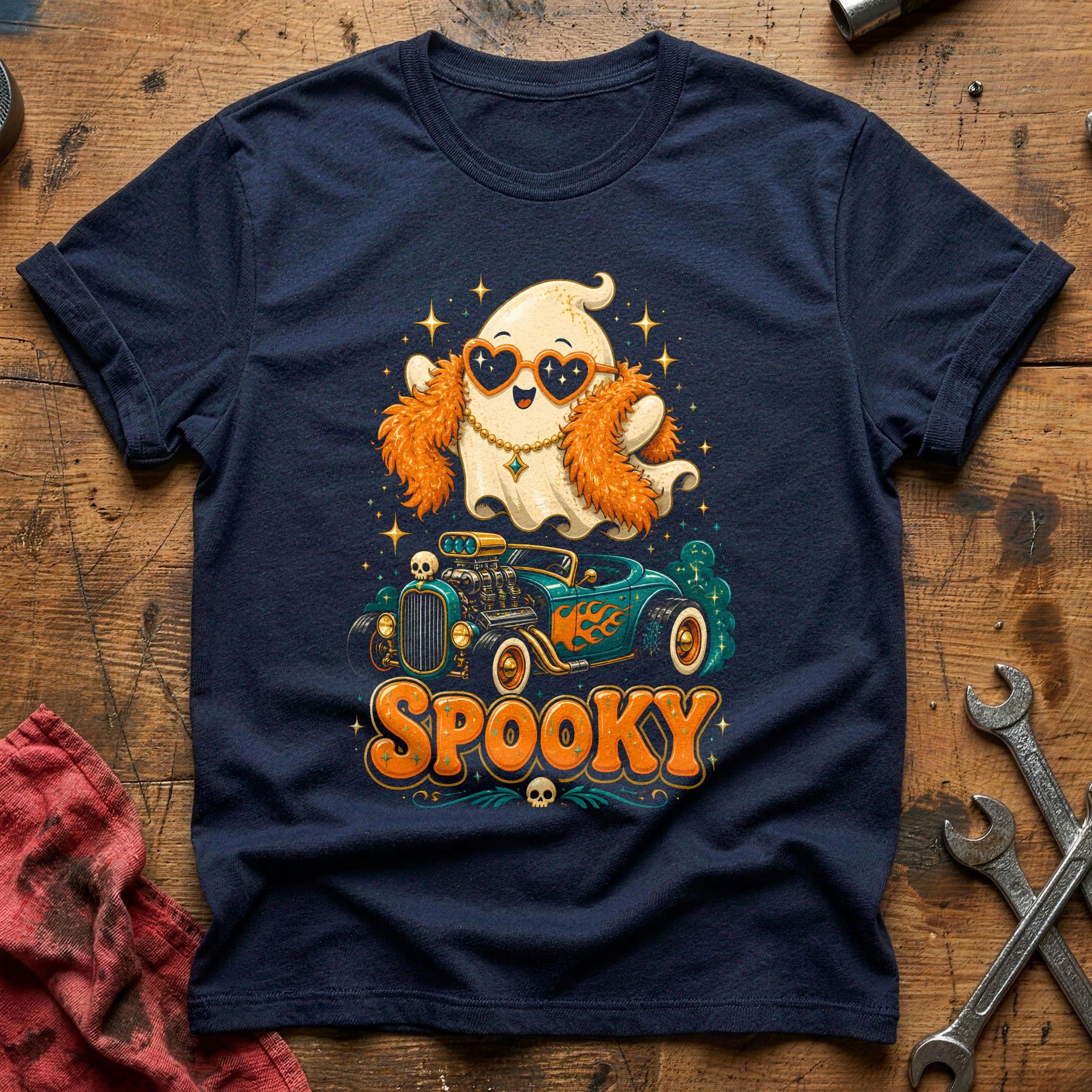 Spooky Glam Ghost 94 T-Shirt - Navy