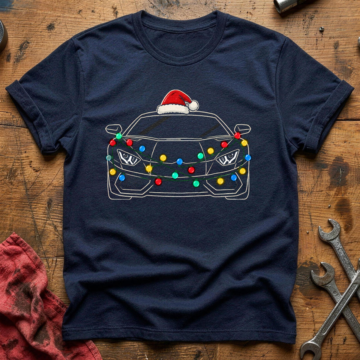 Sports Car Christmas Lights 61 T-Shirt - Navy
