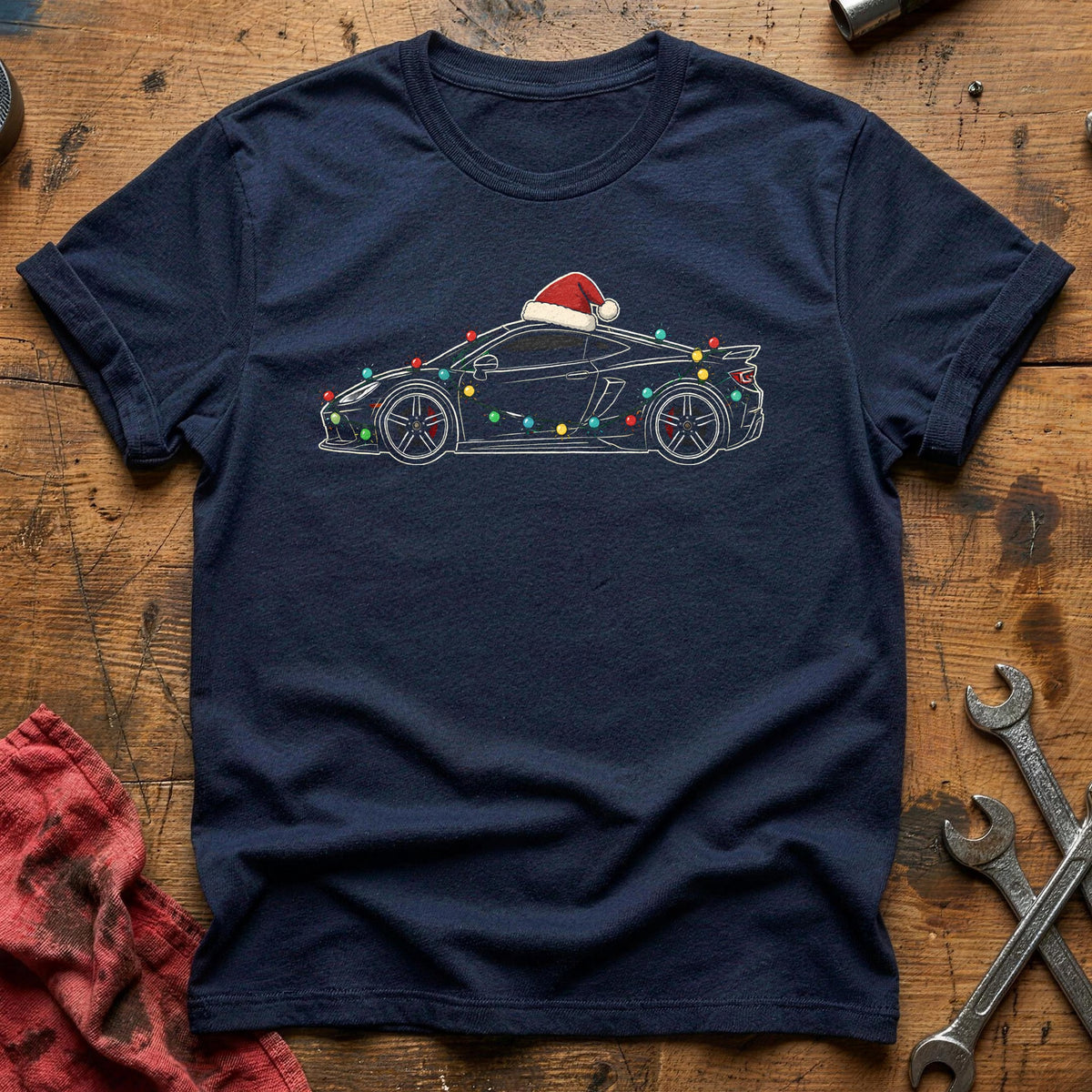Sports Car Christmas Lights 62 T-Shirt - Navy