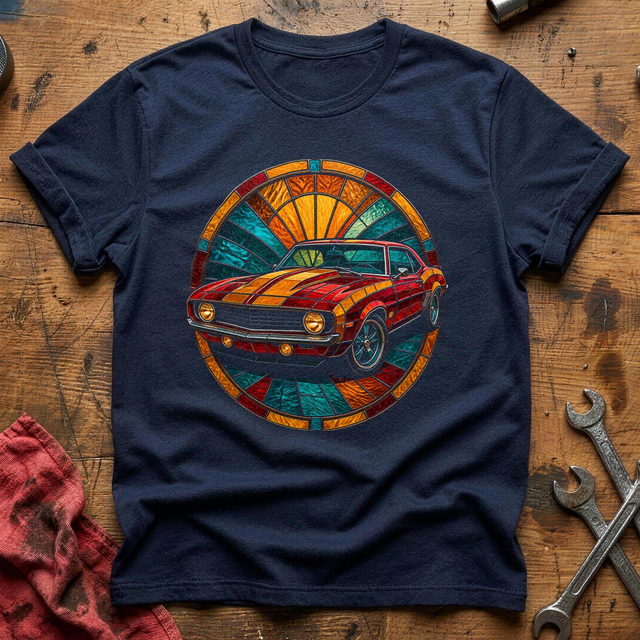 Stained Glass Muscle 21 T-Shirt - Navy